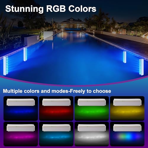 Detalle de Luz LED sumergible para piscina inalámbrica Facarler: iluminación subacuática con mando y 8 modos