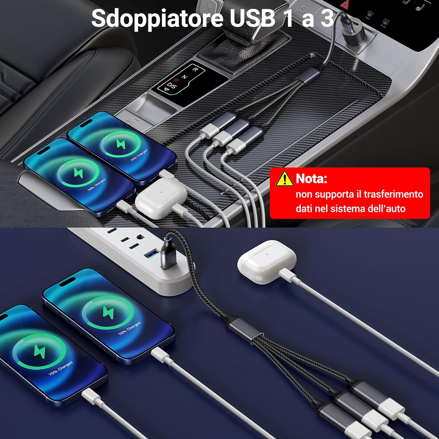 Thumbnail 3 de Sdoppiatore USB 3.0 3 in1: espansione veloce e versatile per PC, console e TV