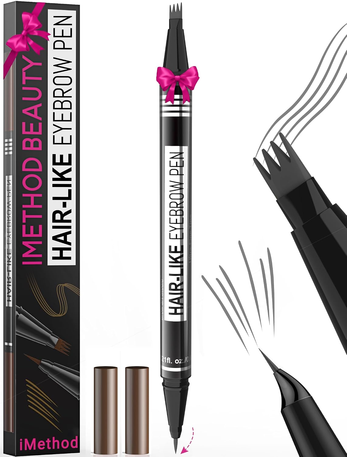 Detalle de iMethod Microblading Augenbrauenstift – 2-in-1 Dual-Ende mit 4-Zinken-Gabelspitze, Grey