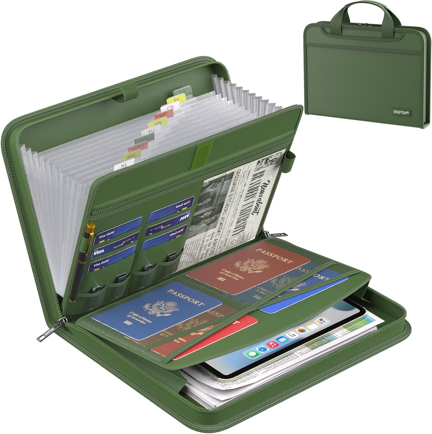 Detalle de ENGPOW EG083 Fireproof Accordion File Organizer, 13 Pockets, Handle & Labels