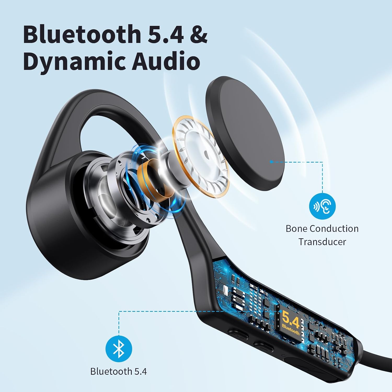 Thumbnail 4 de PSIER Bone Conduction Headphones 10H Bluetooth 5.4