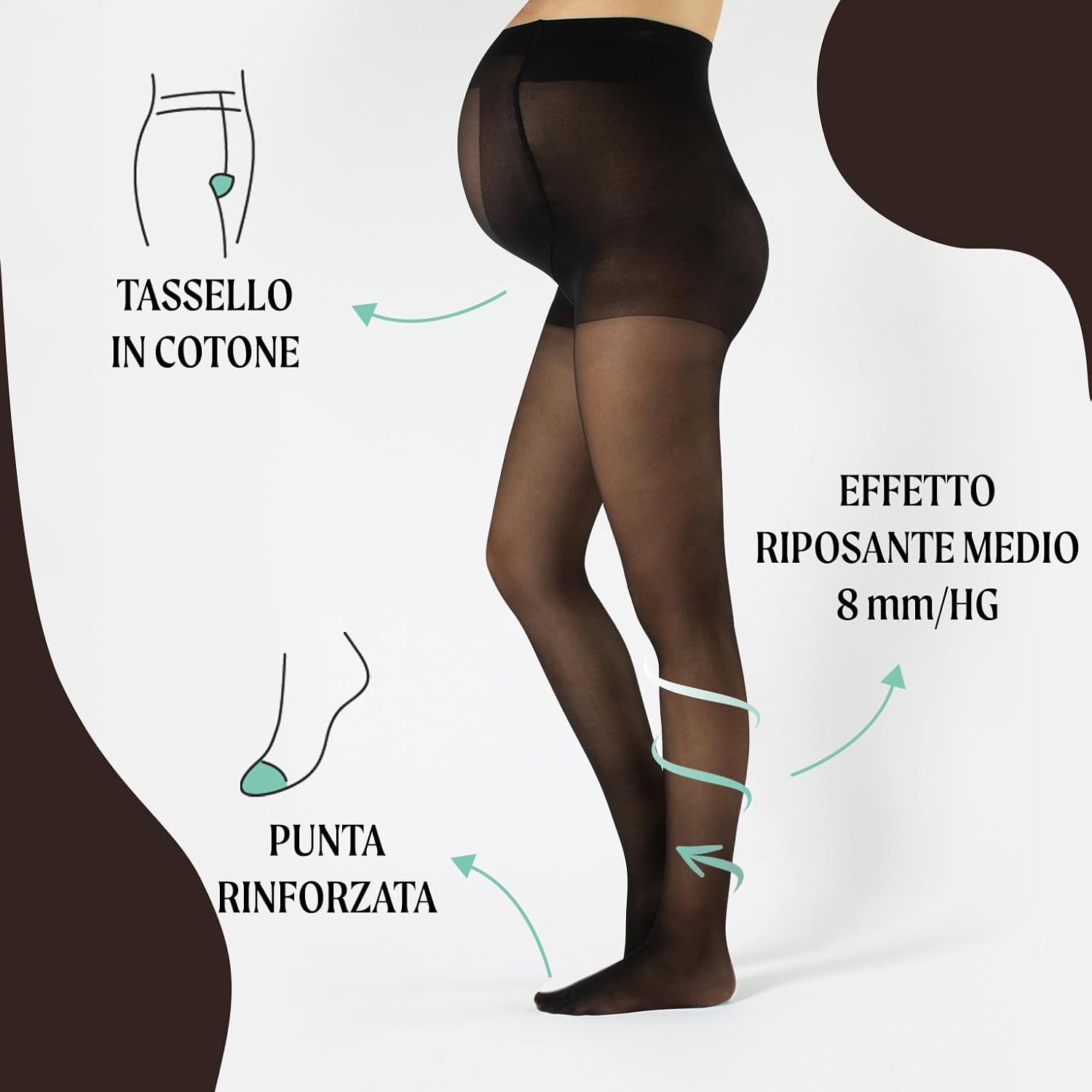 Detalle 2 de CALZITALY Collant Premaman Riposanti a Compressione Media 20 DEN – Comfort in Gravidanza