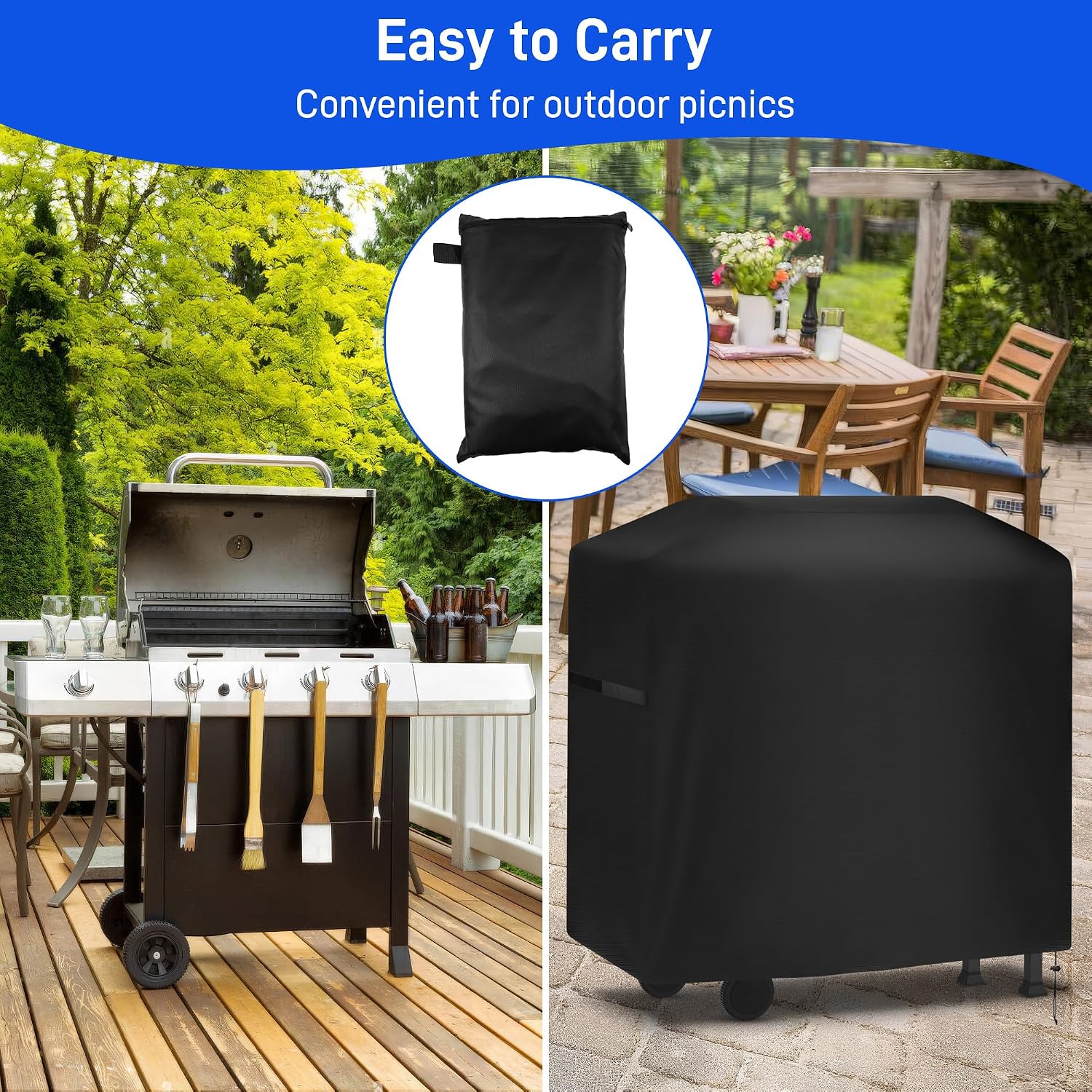 Detalle 2 de Yimomoyi YM-GD019-01-EU grillskydd, 420D Oxfordtyg, 117 × 66 × 117 cm