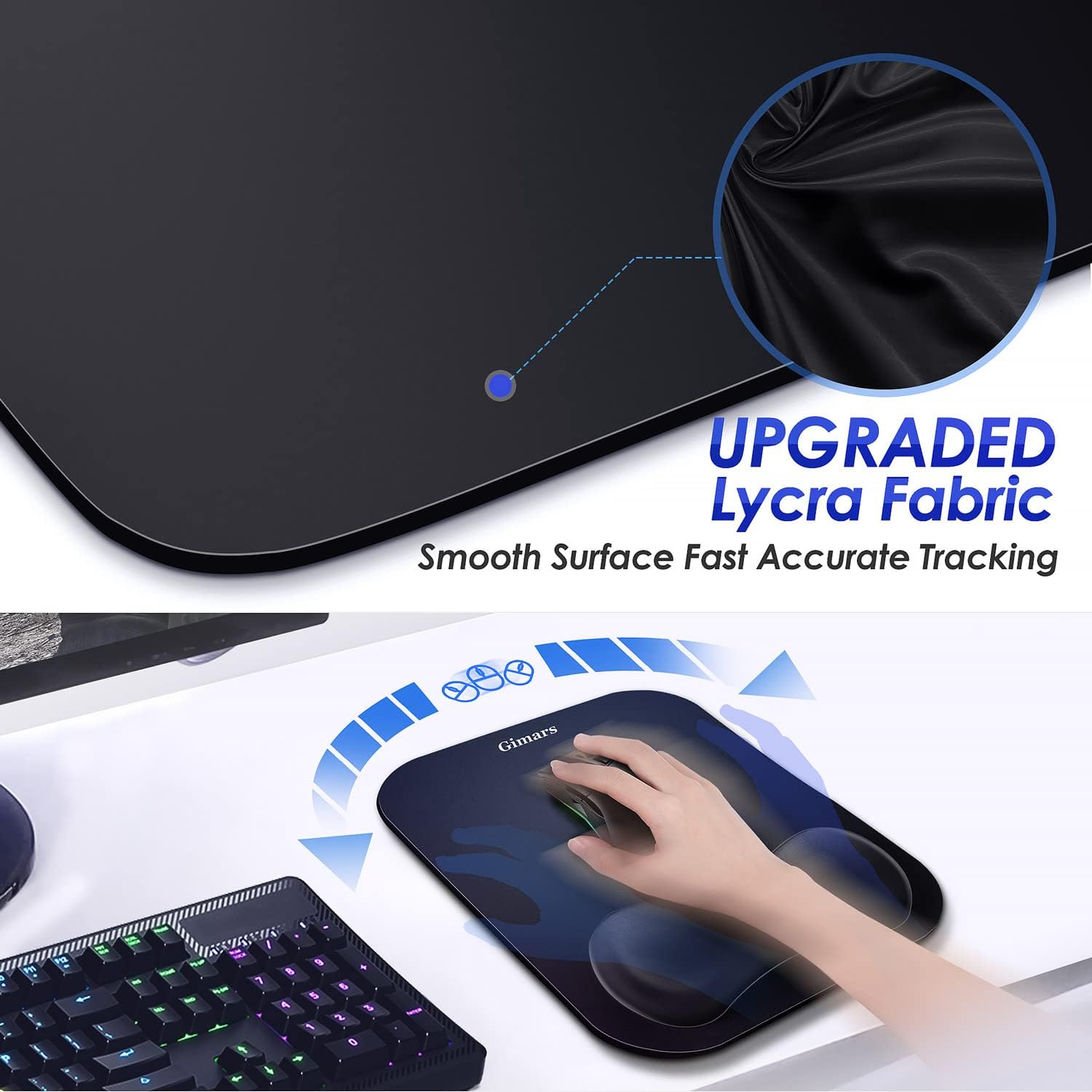 Detalle 2 de Gimars Tappetino 28x21 cm ergonomico per mouse