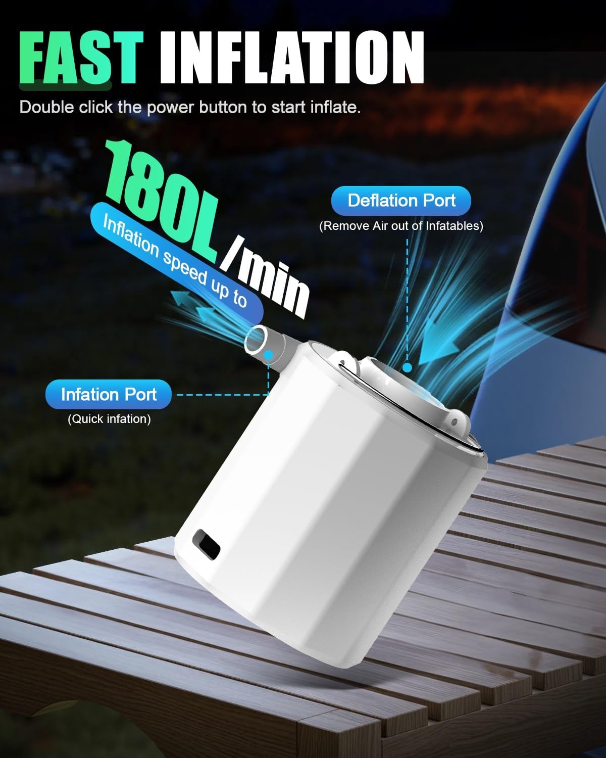 Detalle de Rantizon Tiny Electric Air Pump for Airbeds and Inflatable Gear