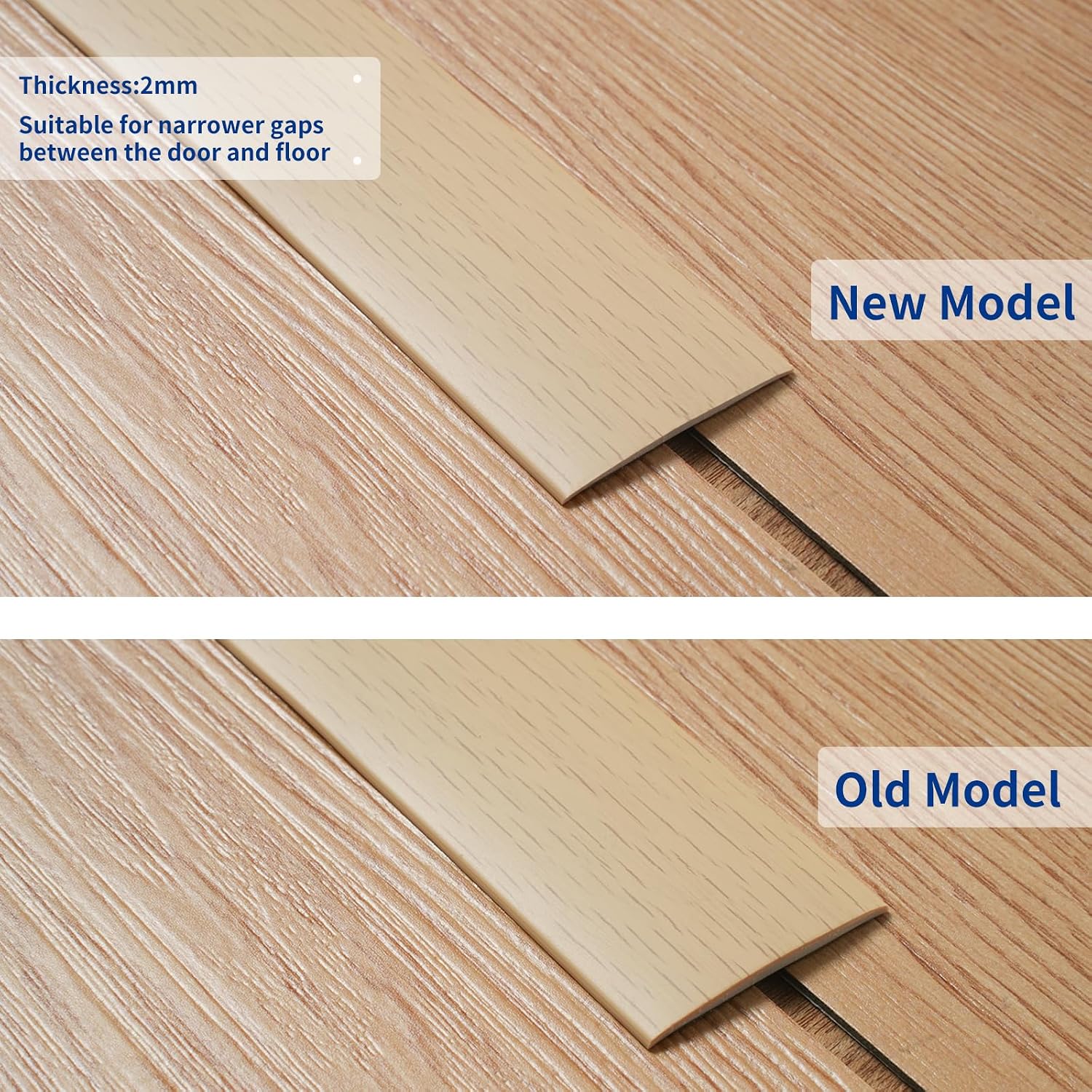 Detalle 2 de PVC Floor Transition Strip (5cm Wide × 2mm Thick) Beige Wood Grain, Self-Adhesive 1.2m