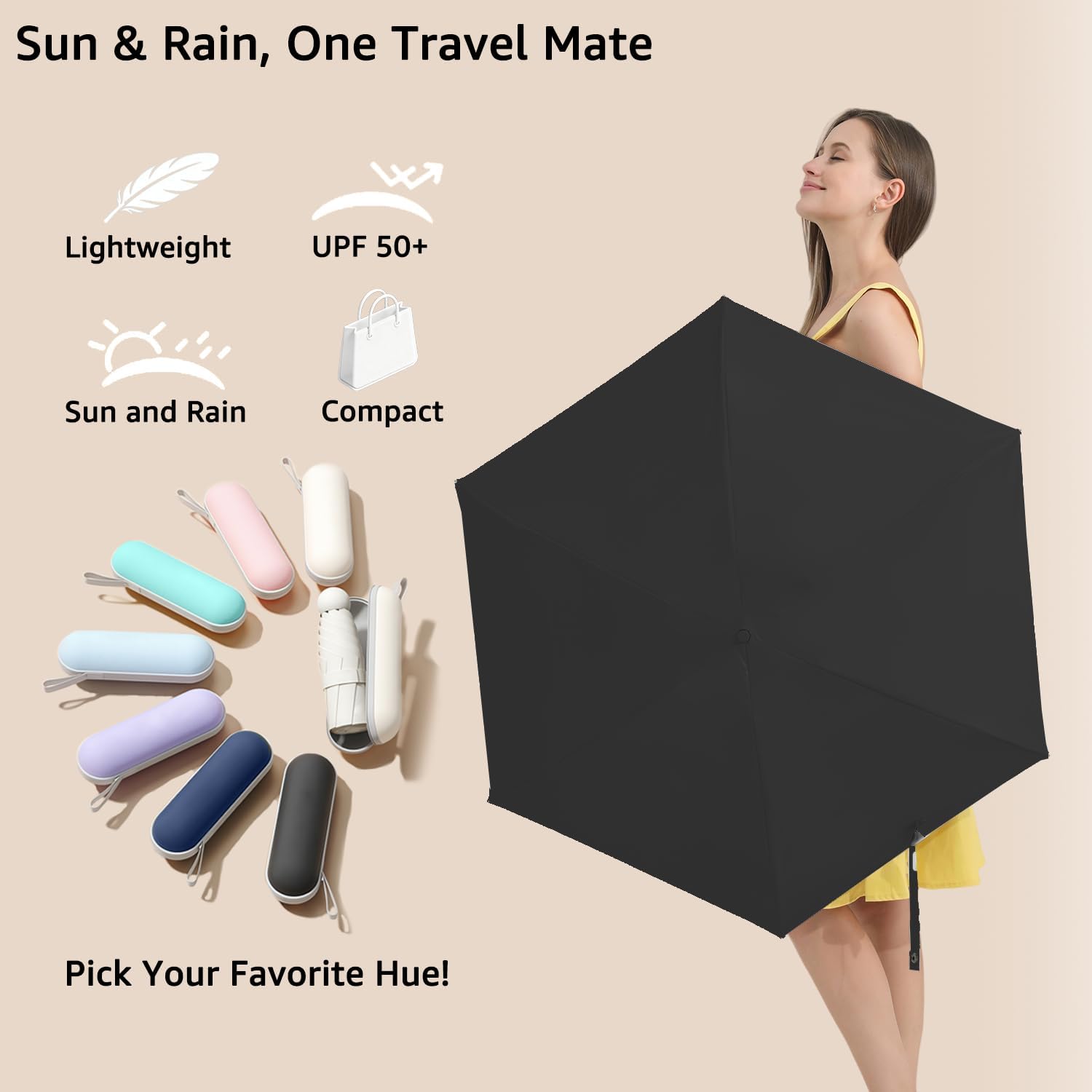 Thumbnail 6 de BAODINI Travel Essentials Mini Umbrella for Purse with Case – UV Protection, Ultra-Compact & Windbeat Ready