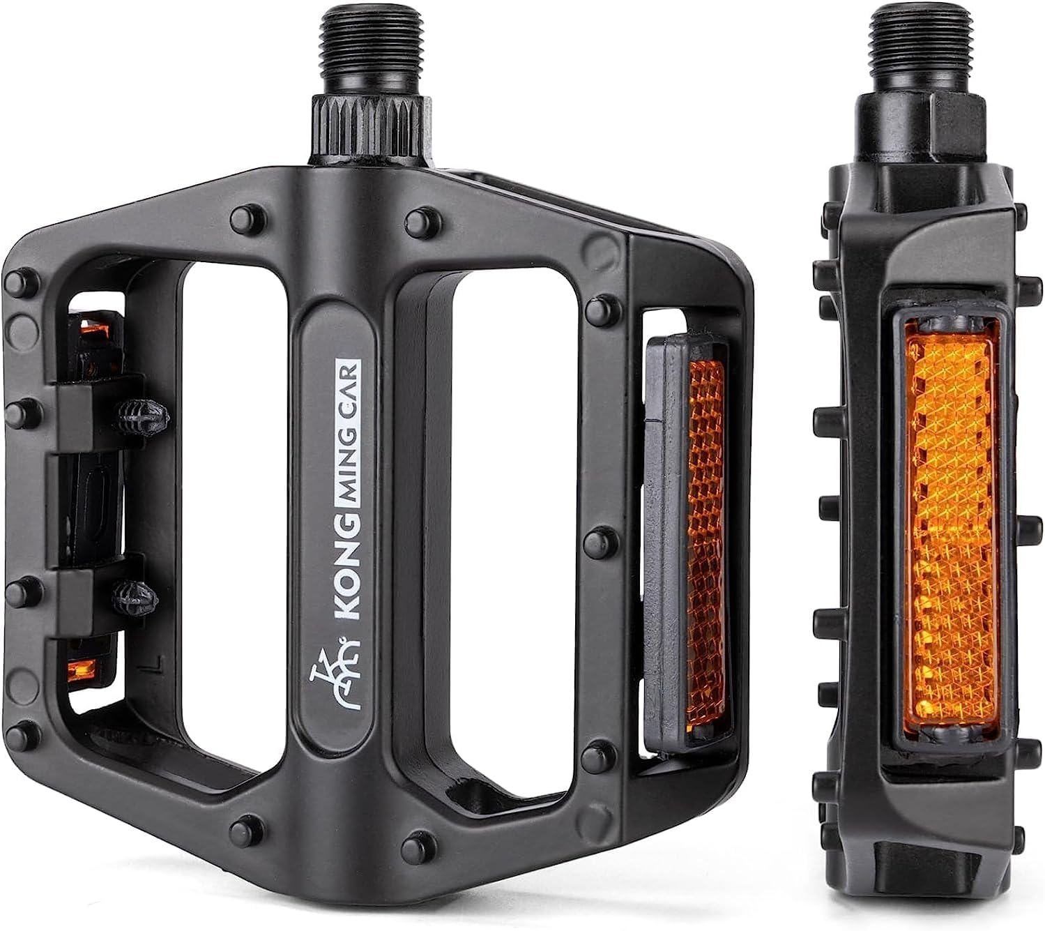 KONG MING CAR 9/16 inch non-slip aluminium bicycle pedals with reflectors (9/16 bearing platform)