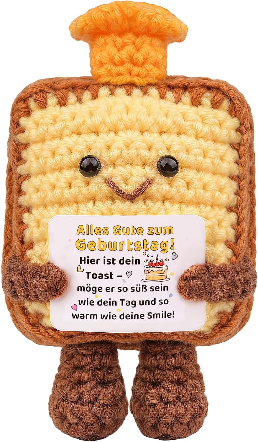 Detalle de Mwmoeen Positive Toast – Handgestrickter Toast als aufmunterndes Geburtstagsgeschenk