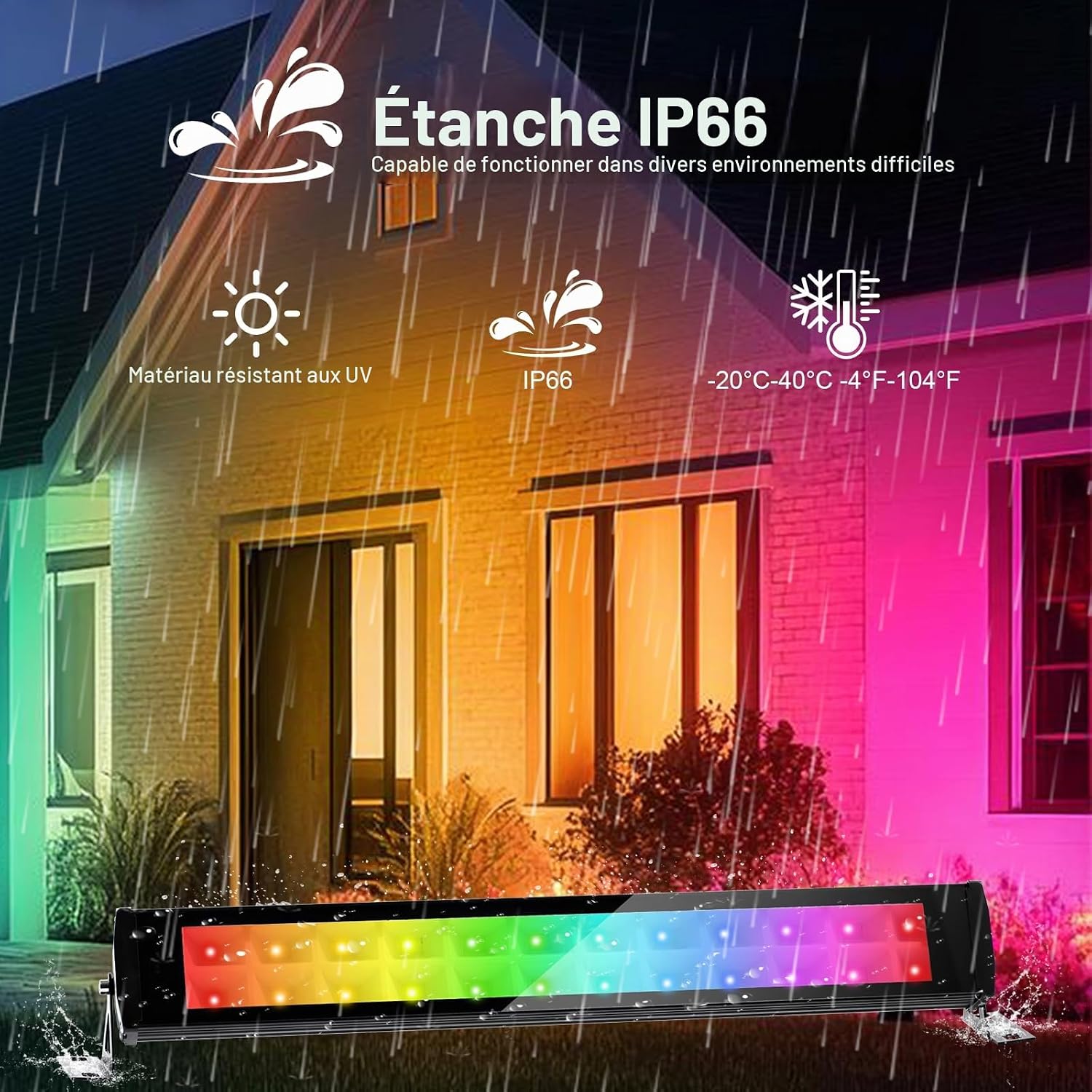Detalle 2 de Indmird CHX-FL-C-50W RGB-buitenschijnwerper van 50 W met appbediening