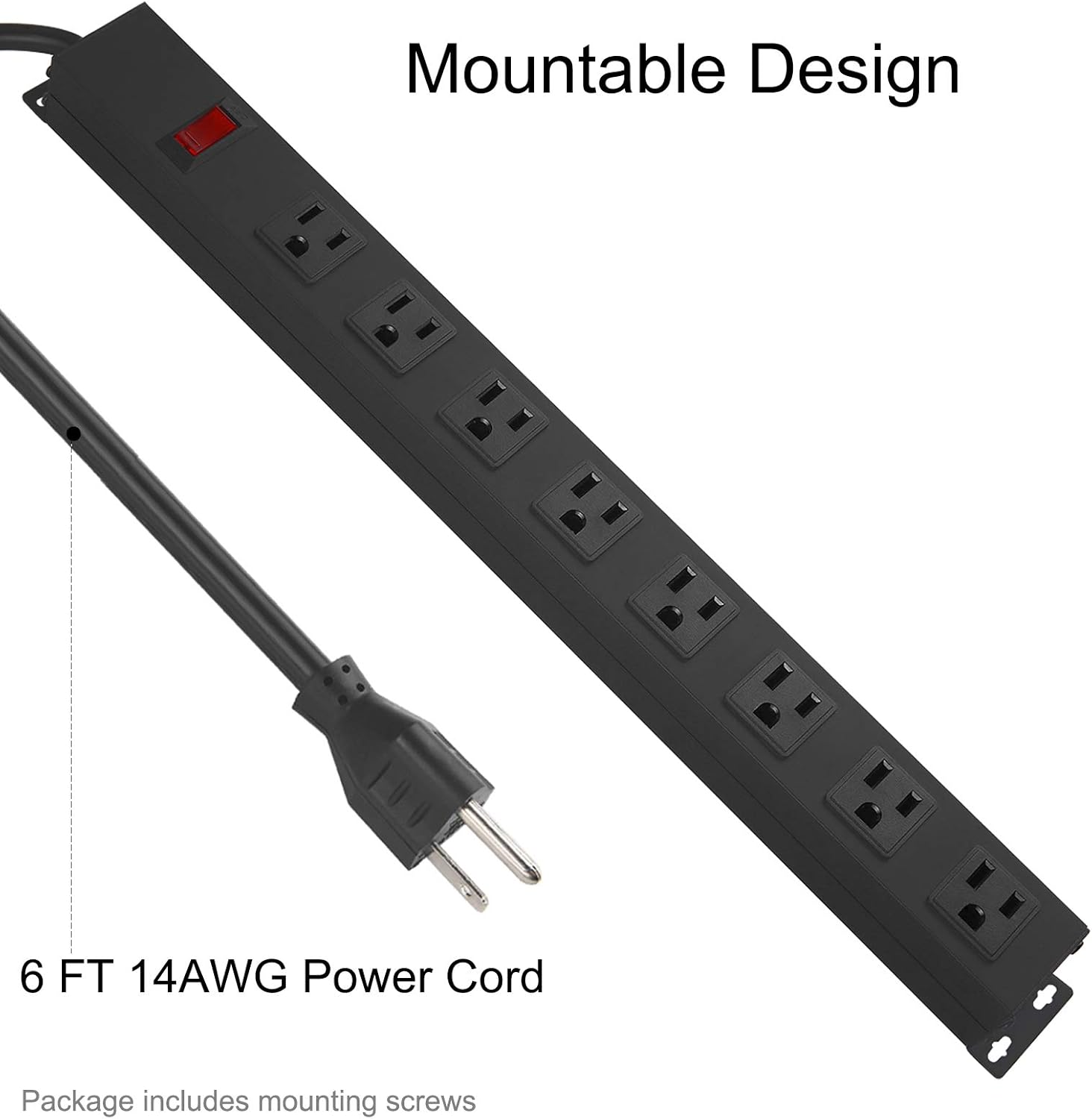 Thumbnail 4 de HHSOET Metal 8 Outlet Mountable Power Strip