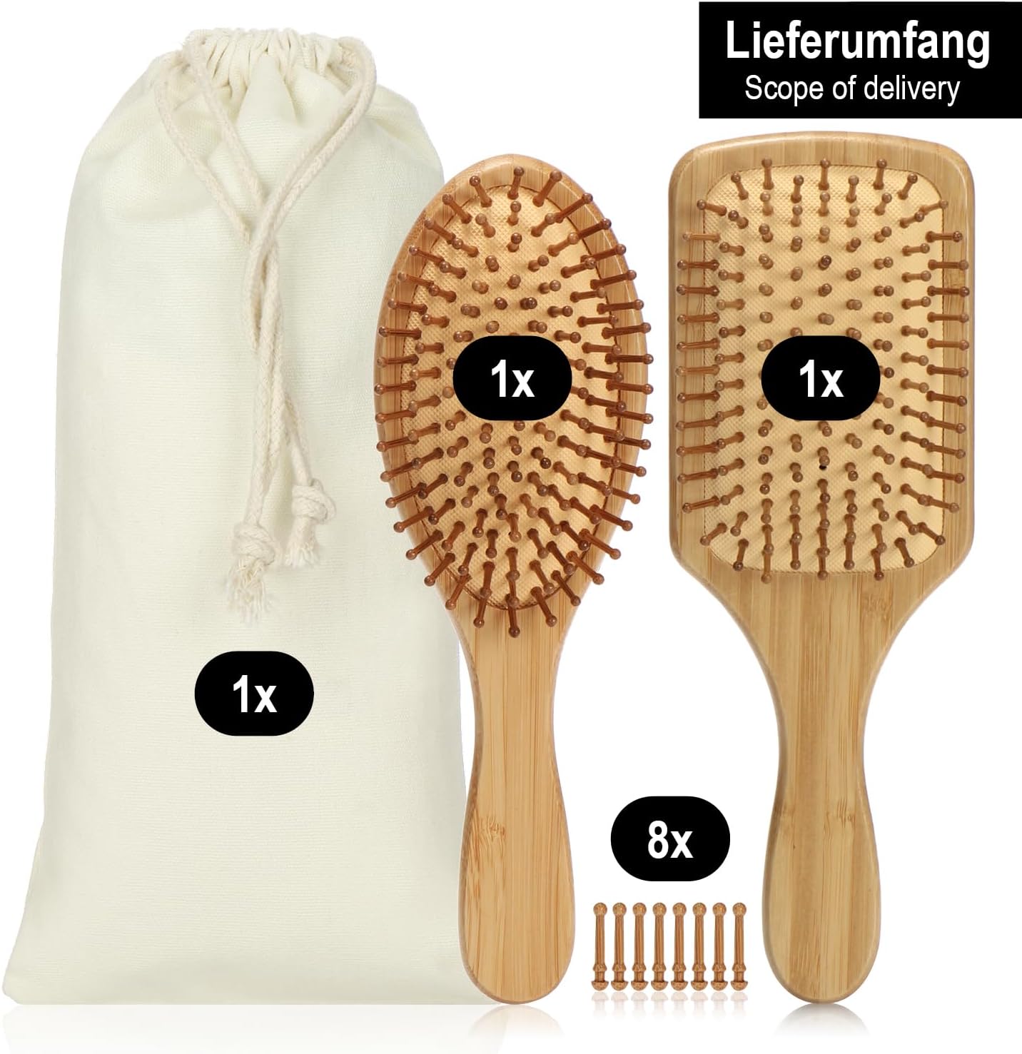Thumbnail 5 de Wilhelm Sell Set da 2 spazzole in bambù con setole naturali – Spazzole ecologiche per capelli sani