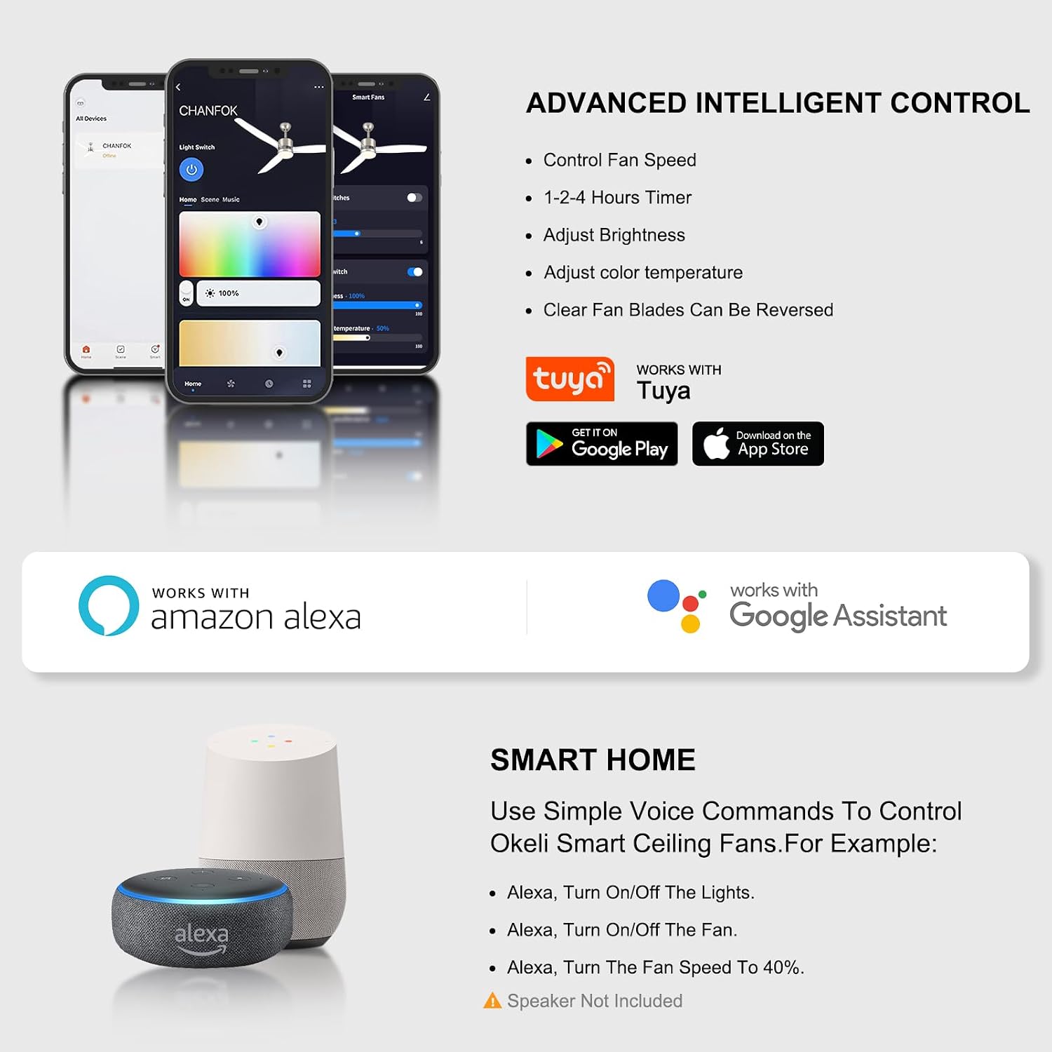Thumbnail 4 de OKELI 52" Smart Ceiling Fan with Light