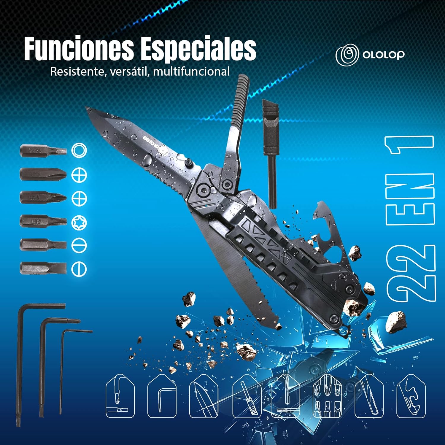 Detalle de Ololop Navaja Multiusos 22 en 1