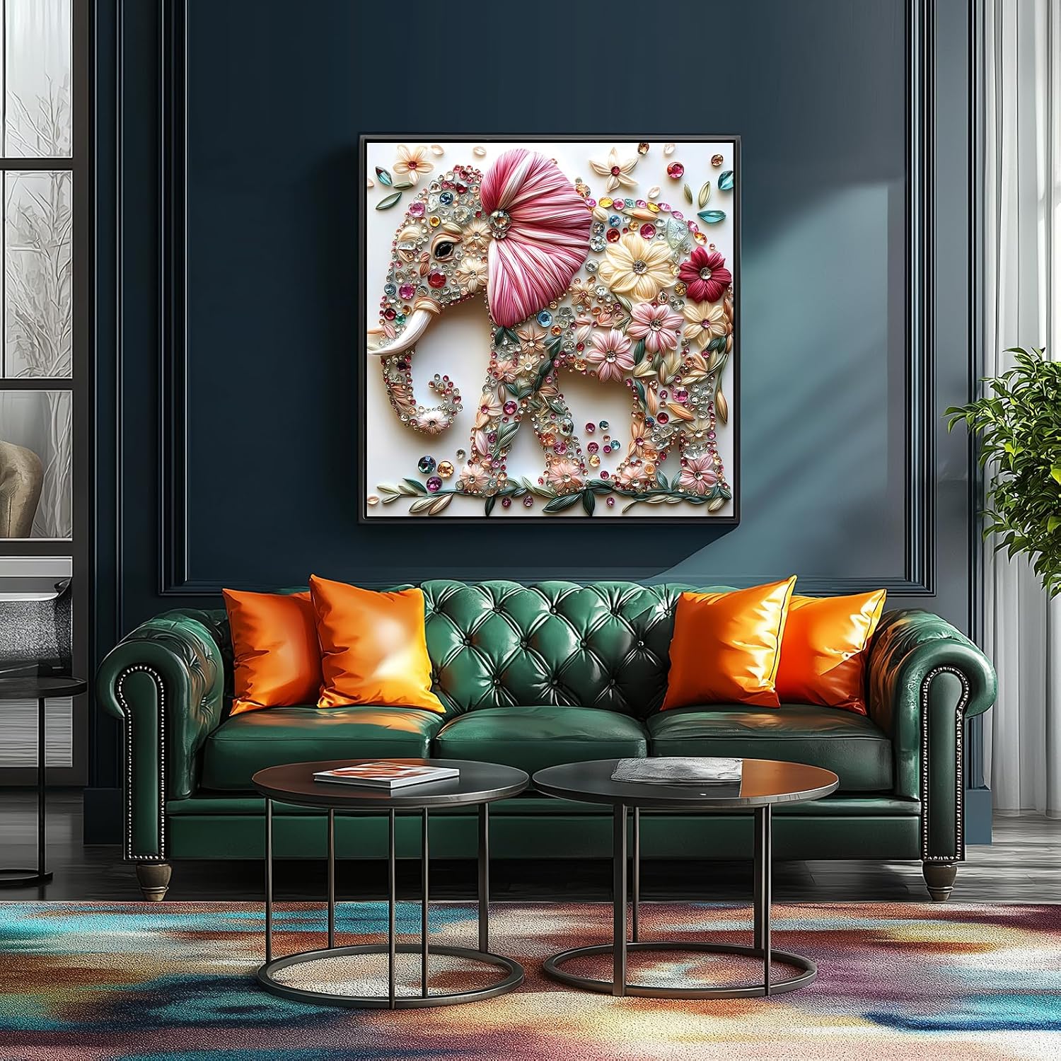 Detalle de Elephant Jigsaw Puzzles for Adults: 500 Pieces Colorful Crystal Flower Design (20x20)