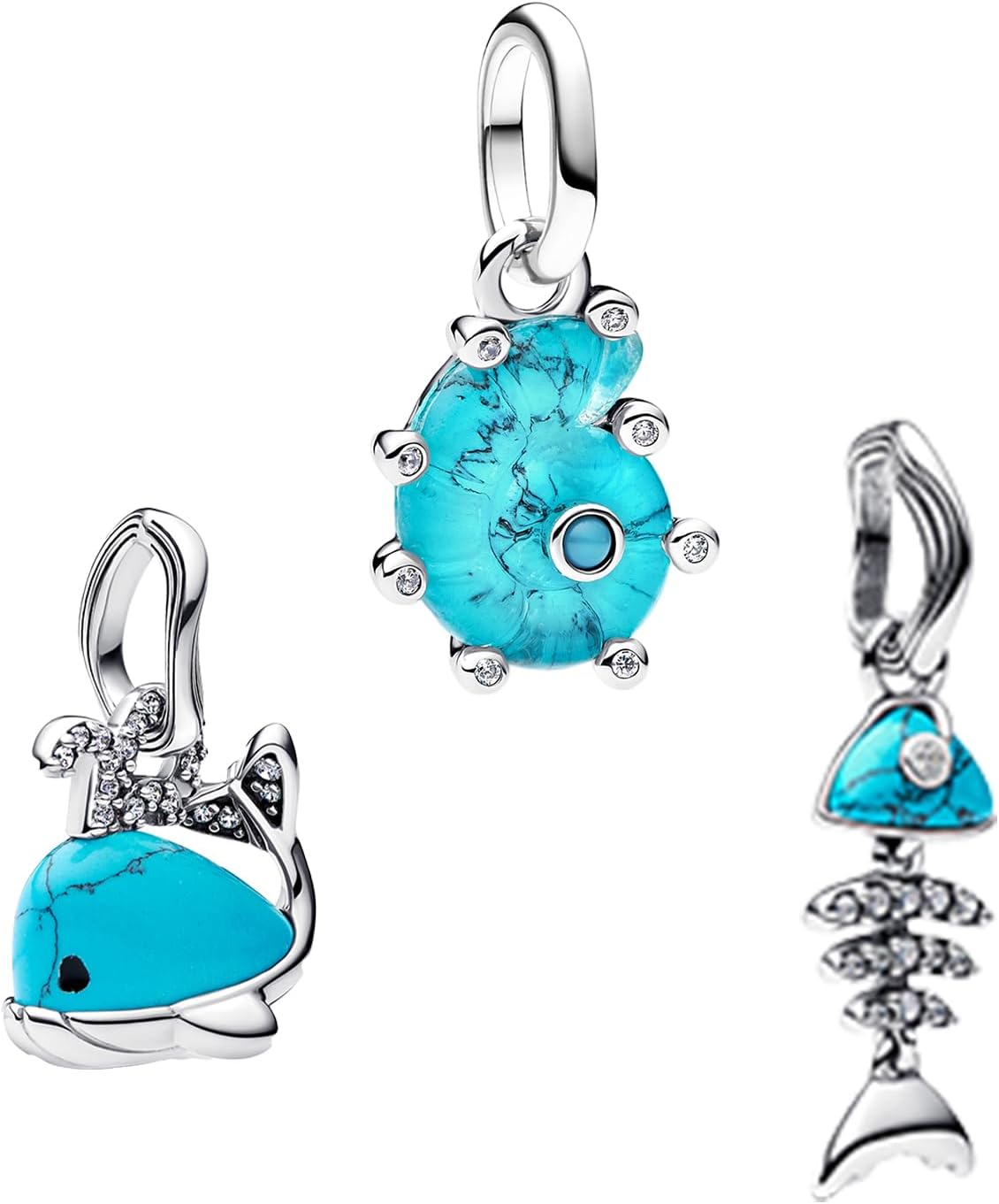 Thumbnail 5 de YUMINN Ocean Charms: 925er Sterling Silber Damen-Anhängerkette mit Turtle, Fisch und Krabben-Dangle
