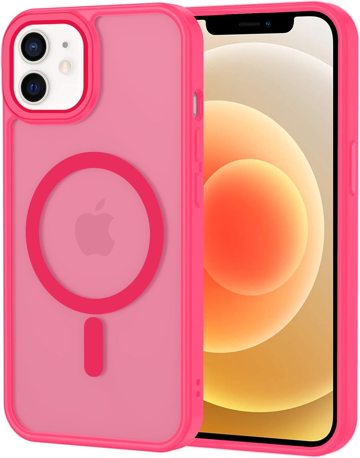 Detalle de XTCASE Coque magnétique pour iPhone 12/12 Pro — dos translucide rose rouge, protection renforcée et compatibilité MagSafe