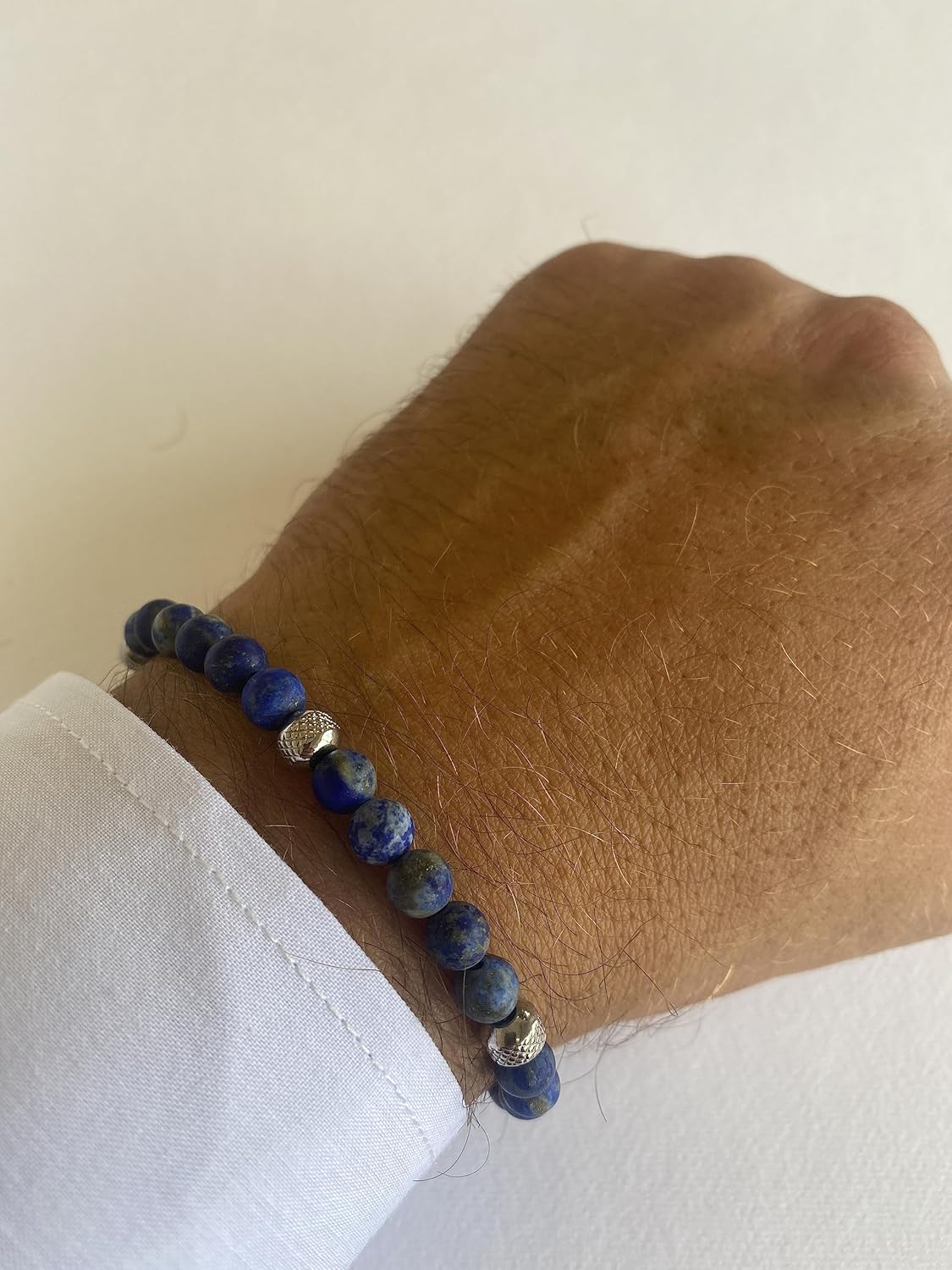 Thumbnail 2 de 10:10 Bracciale con lapislazzuli frost 6 mm, acciaio inox – realizzato in Italia