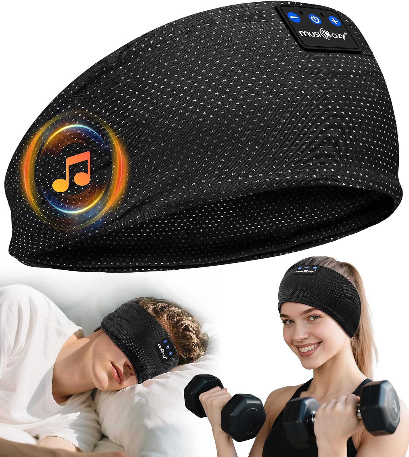 Detalle de MUSICOZY Sleep Headphones Headband for Side Sleepers – Breathable, Ultra‑Soft, 16‑Hour Wireless Comfort