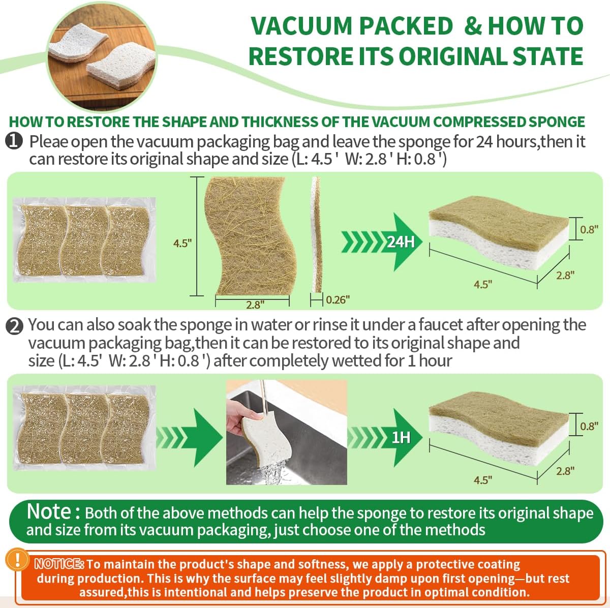 Thumbnail 6 de Sponges Kitchen Natural Dish Sponge – Plant-Based, Biodegradable & Compostable (Pack of 12)