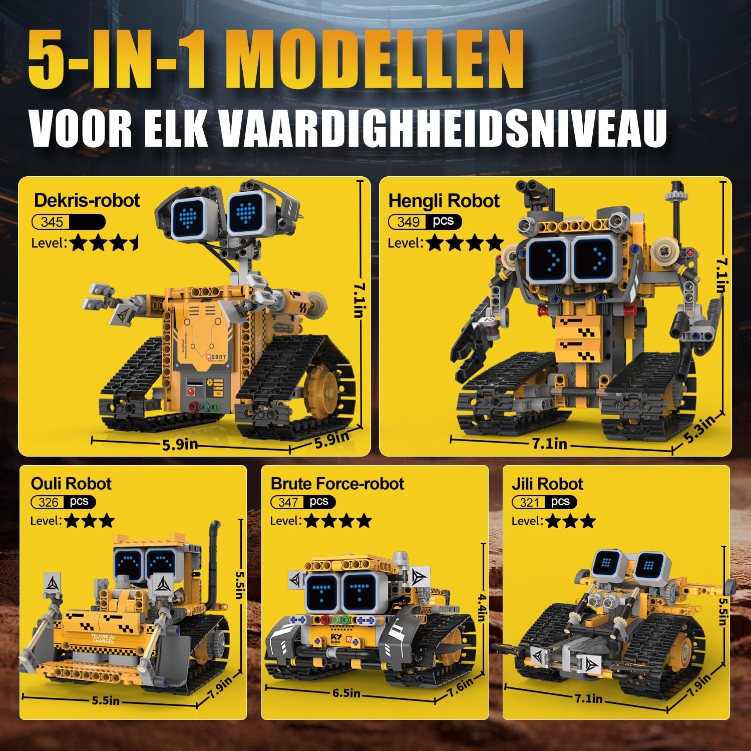 Detalle 2 de PENGBU RC K96228 5-in-1 bouwrobot met app, afstandsbediening en 16 led-uitdrukkingen