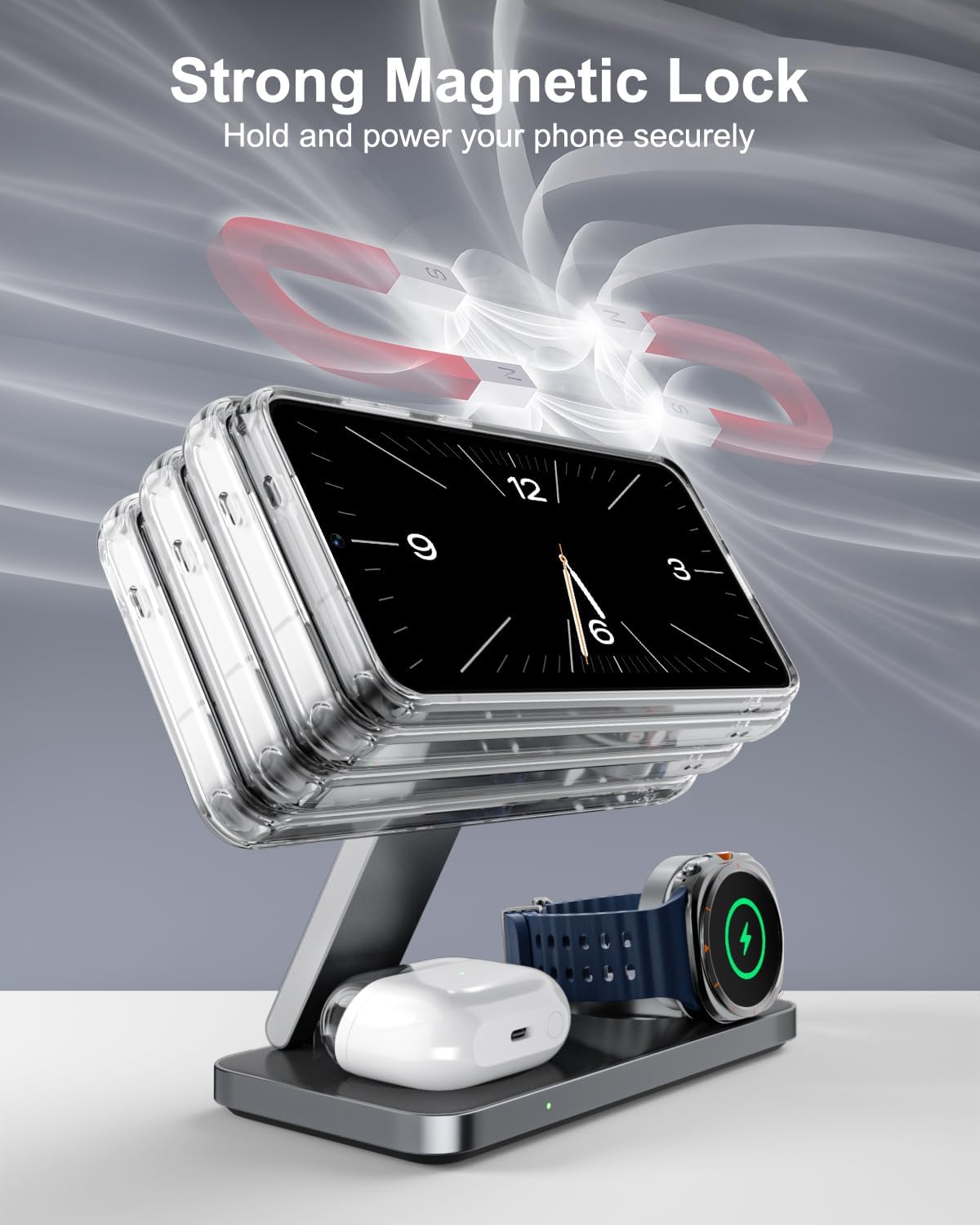 Thumbnail 5 de KEEPRO 3-in-1 Charging Station for Samsung (Magnetic Fast Wireless Charger Stand)