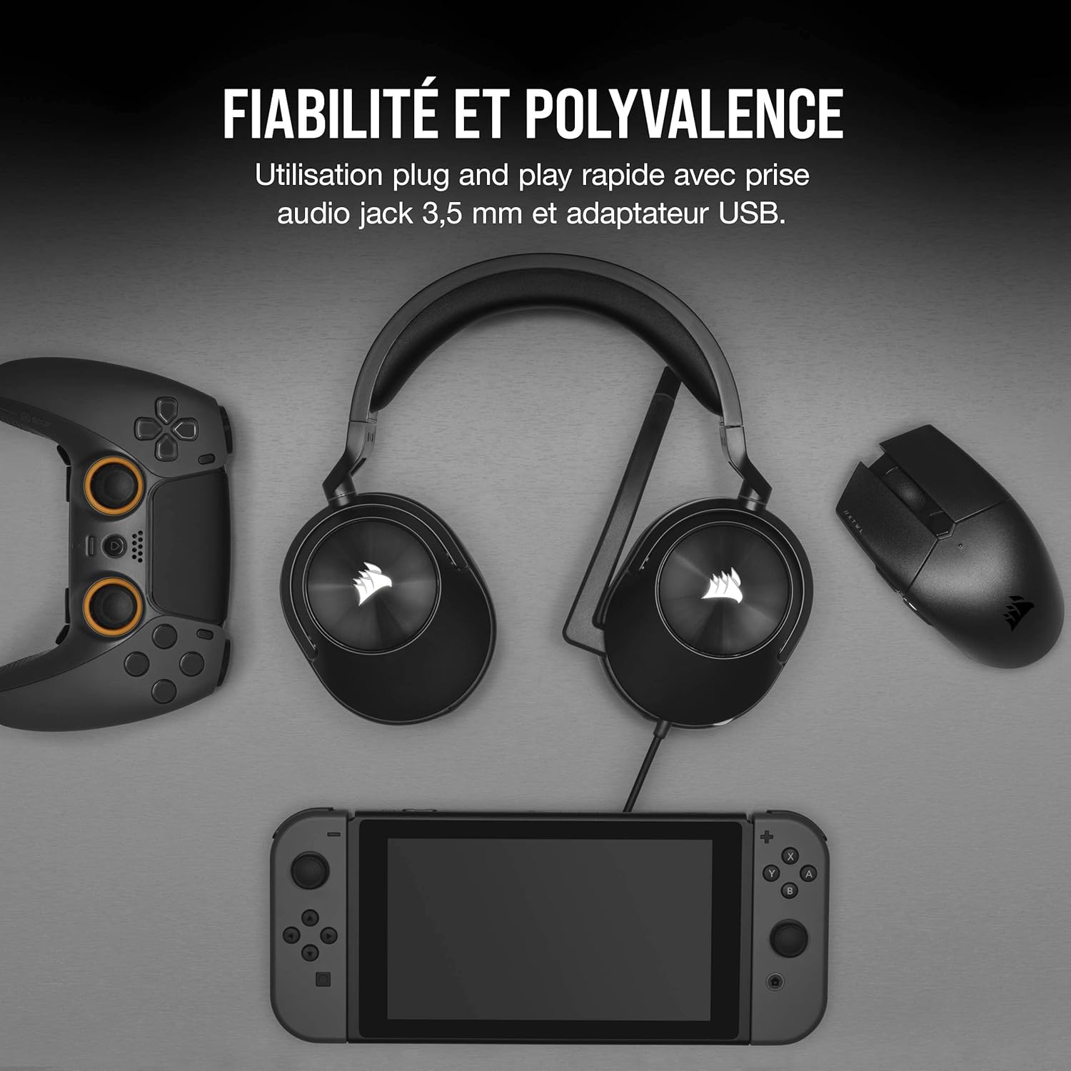 Detalle 2 de Corsair HS55 Surround: Casque de Jeu Filaire Multiplateforme léger, confort toute la session
