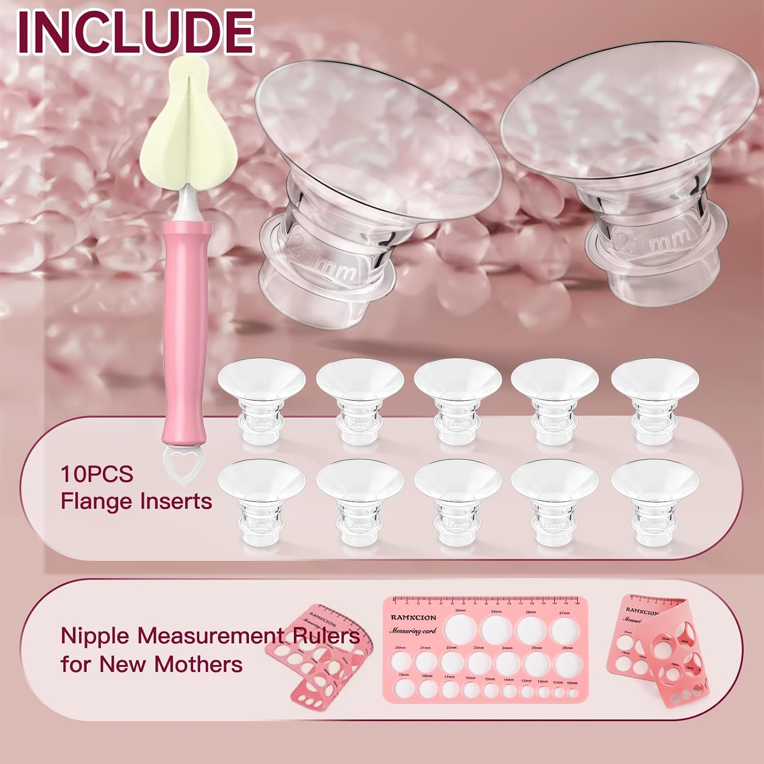 Detalle 2 de RAMXCION Nipple Rulers 10PCS Flange Inserts 13–21mm