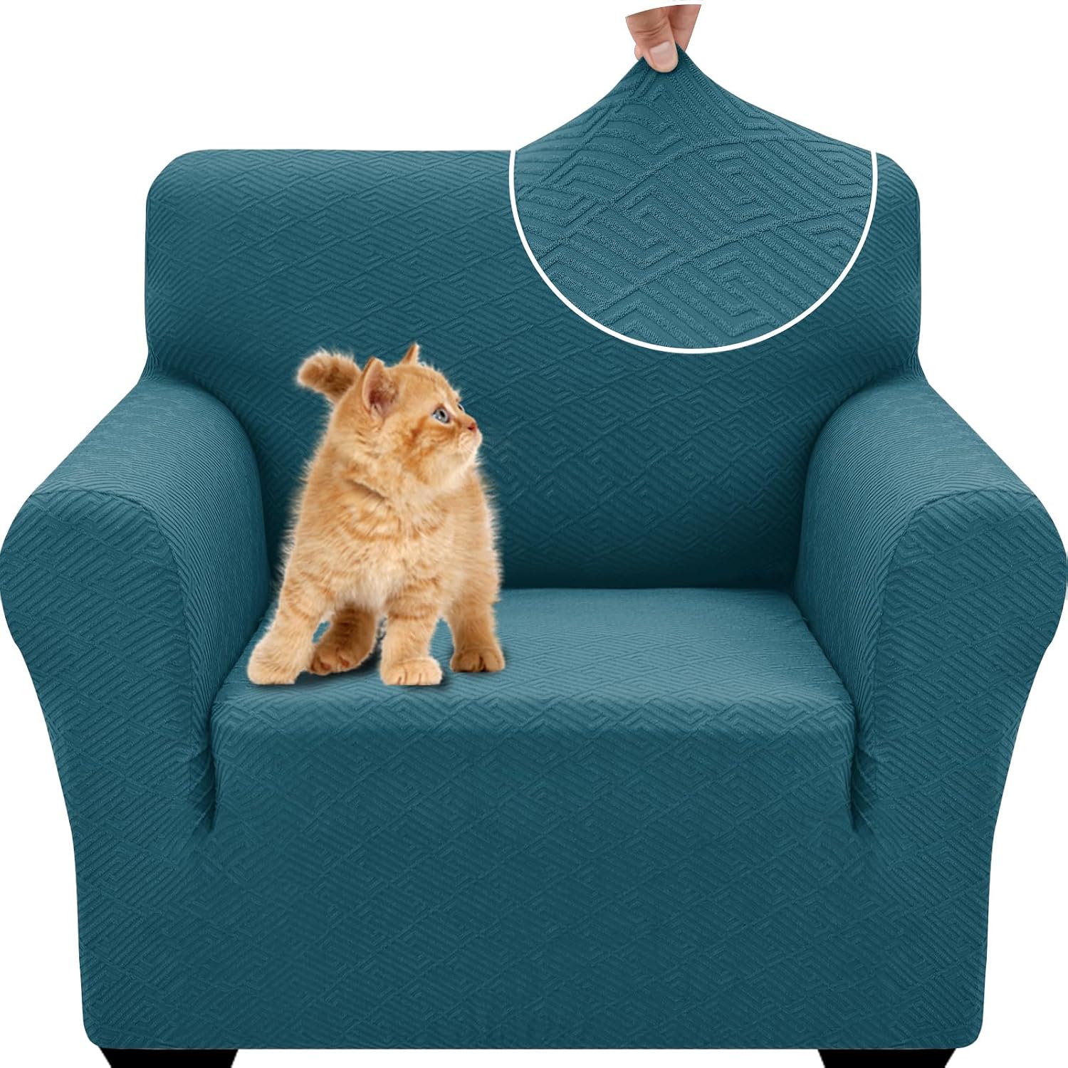 Detalle de YSTELLAA Extensible Housse de Canapé 3 Places Bleu Paon