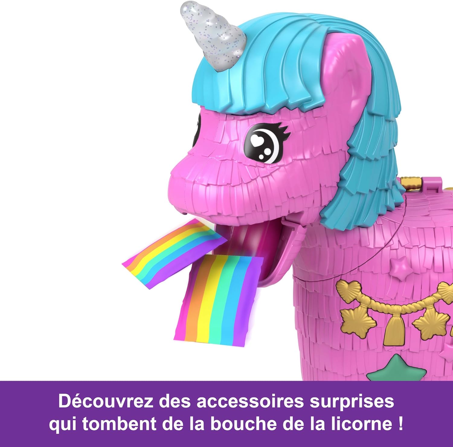 Detalle de Coffret Polly Pocket Les licornes font la fête HYD96 (ballade en montgolfière, poupées et + de 25 accessoires surprises)