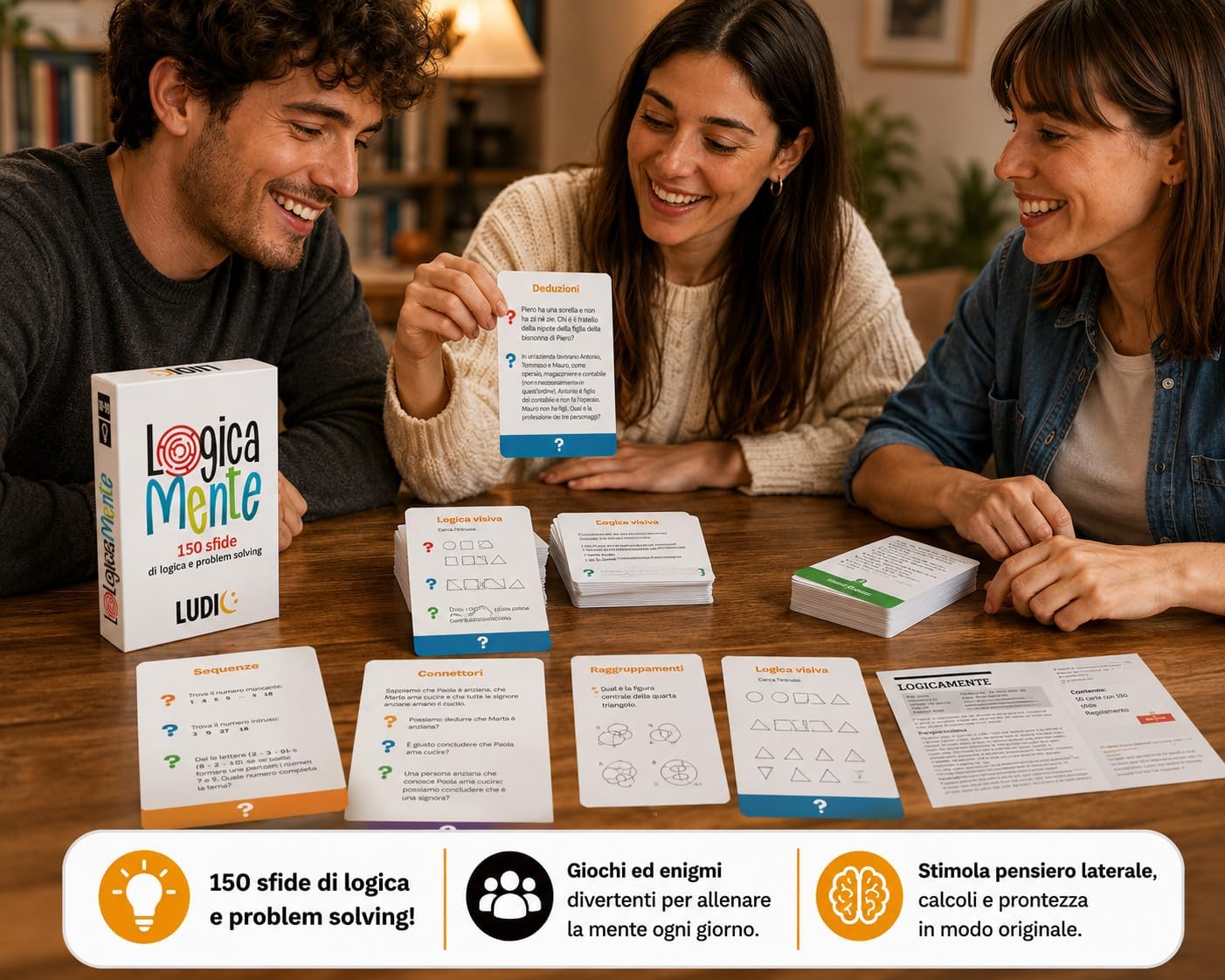 Detalle de Ludic - Logicamente: 150 Sfide di Logica e Problem Solving, gioco di carte per tutta la famiglia
