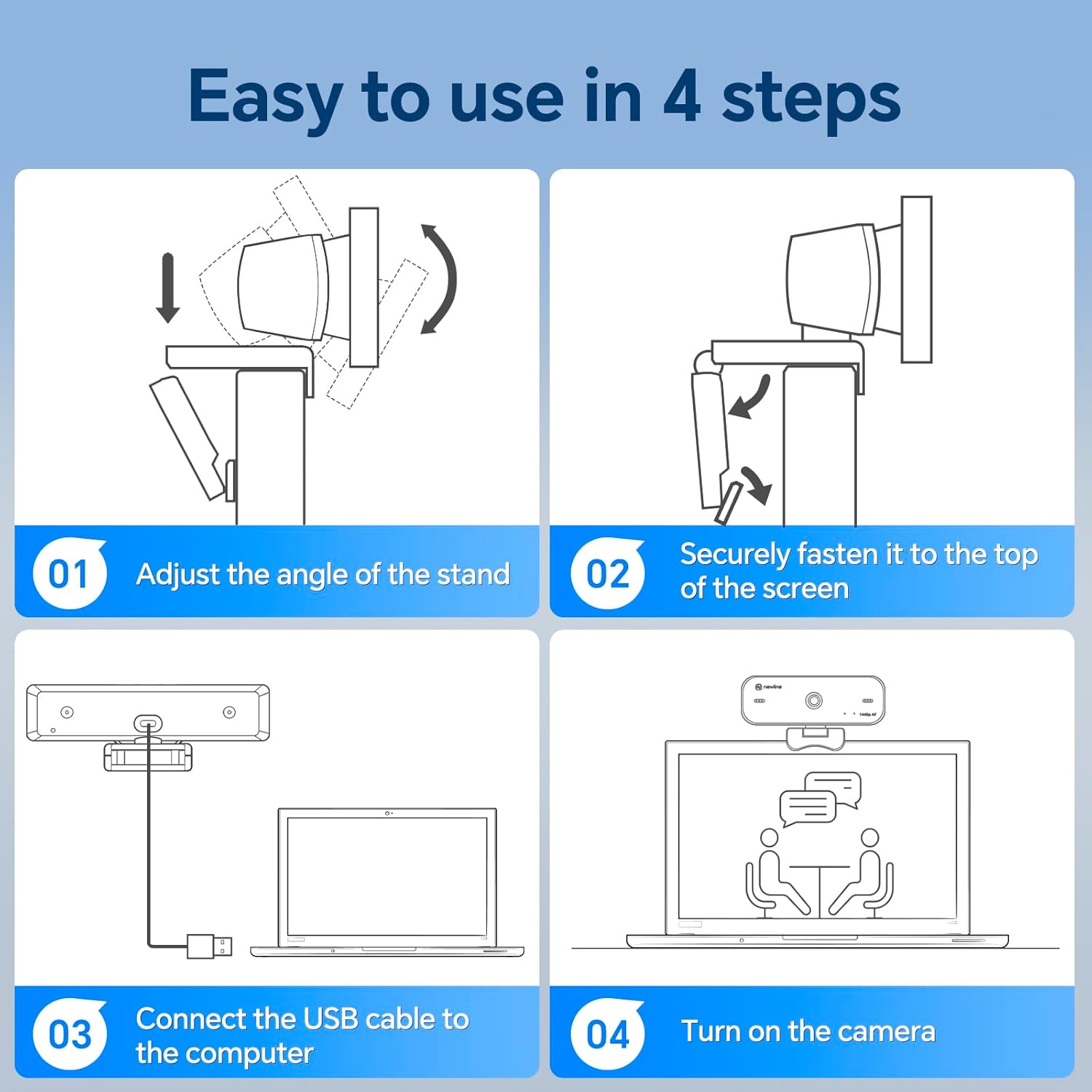 Thumbnail 6 de N newline 4K Webcam for PC with Dual Mics, Privacy Cover and Tripod