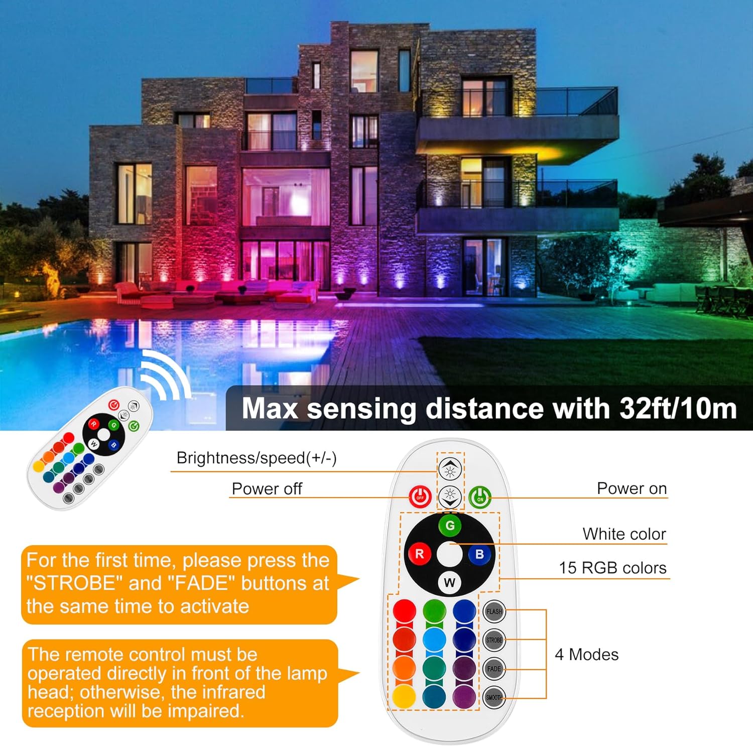 Thumbnail 2 de NATPOW Garden Lights mains-powered RGB spot lights with remote (IP65, 4-in-1)