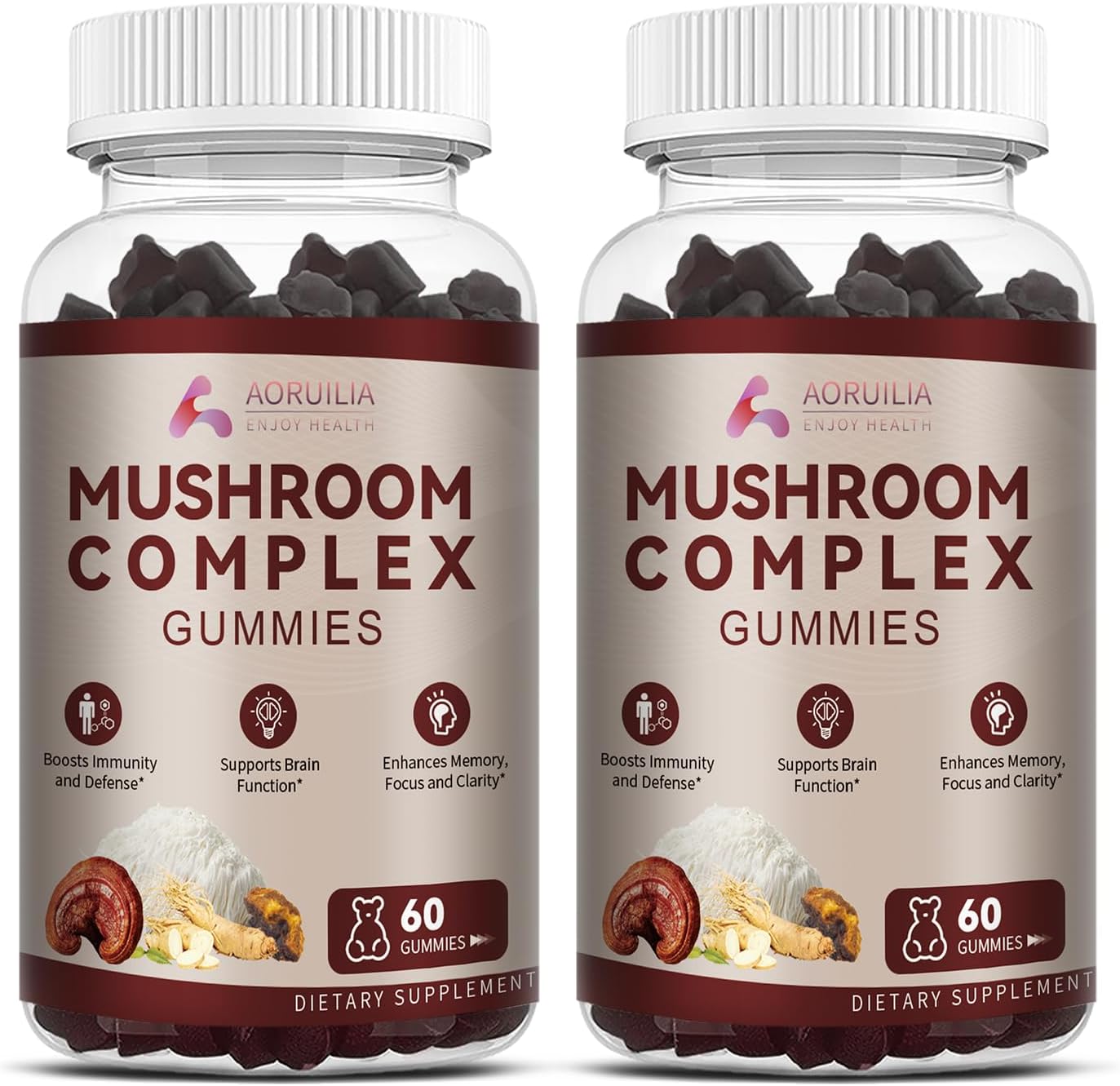 Detalle de 12-in-1 Mushroom Gummies (Soft Candies) – 60 count bottles, 2 bottles