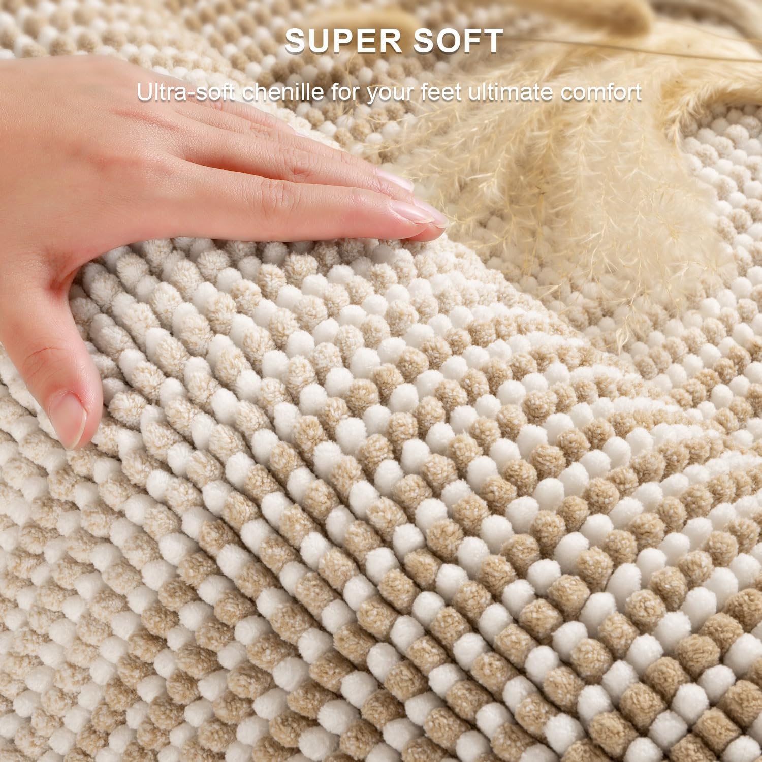 Thumbnail 1 de BSICPRO 2-Piece Chenille Bathroom Rug Set (Non-Slip, Machine Washable) — Beige