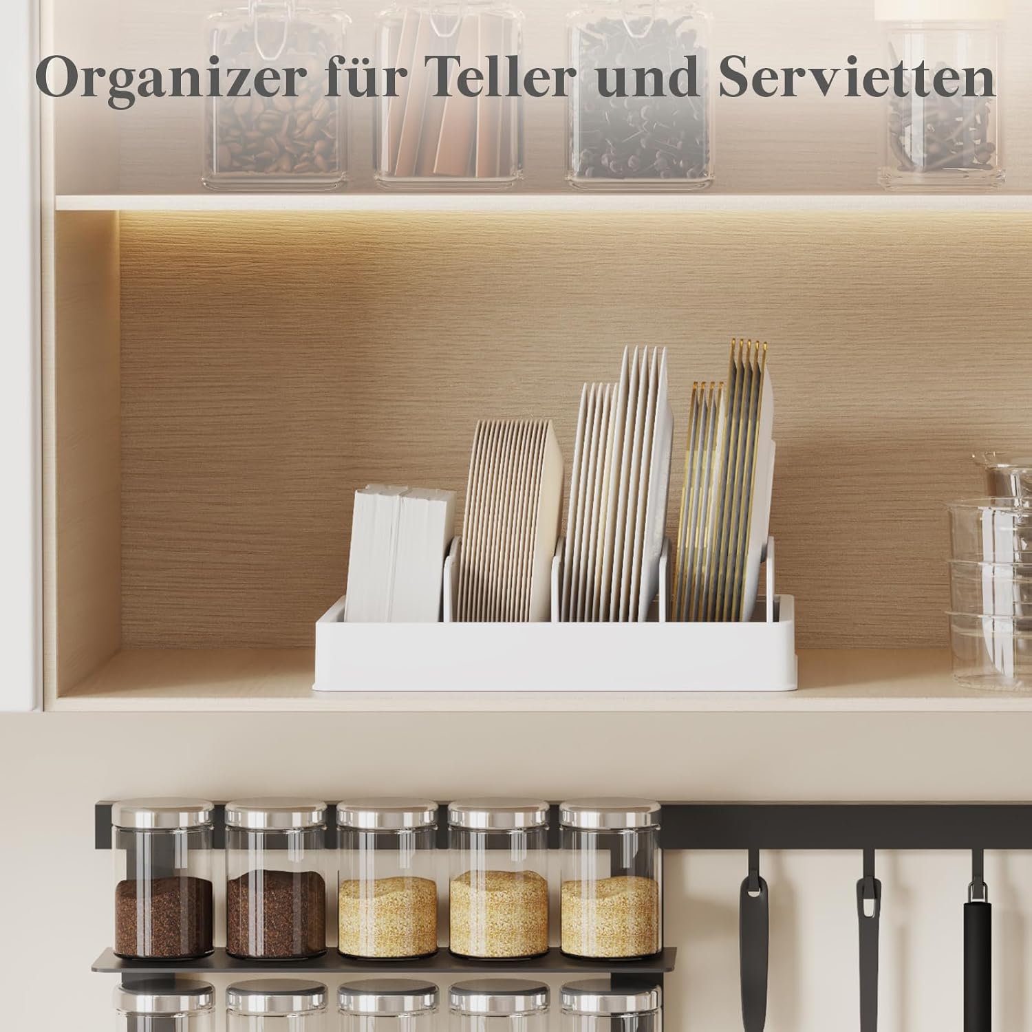Detalle de Lifewit Topfdeckel Frischhaltebox Lagerung – 33 cm, verstellbare Trennwände zur organisierten Aufbewahrung von Deckeln und Küchenutensilien