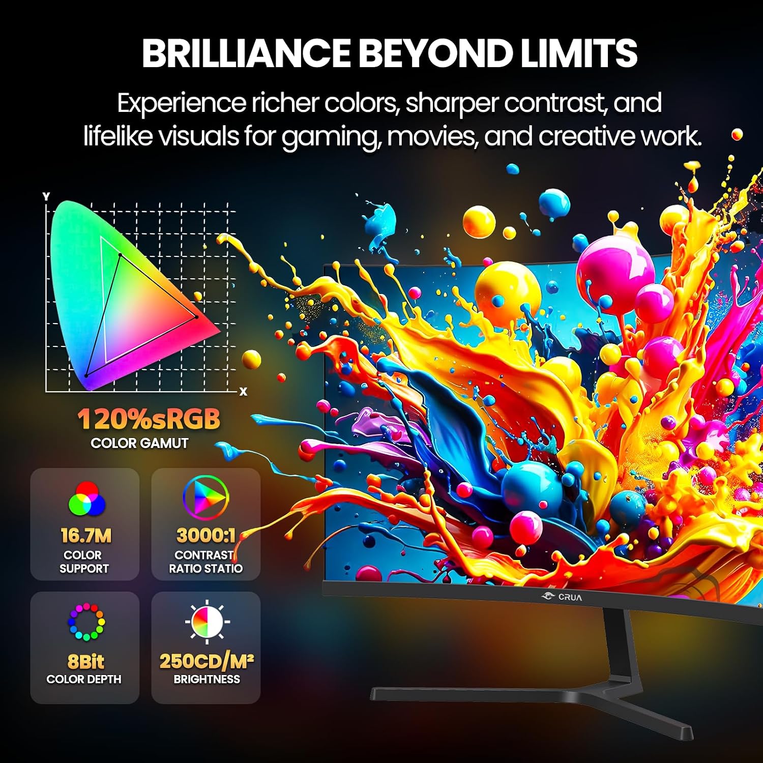 Detalle de CRUA 24” 240Hz Curved FHD Gaming Monitor