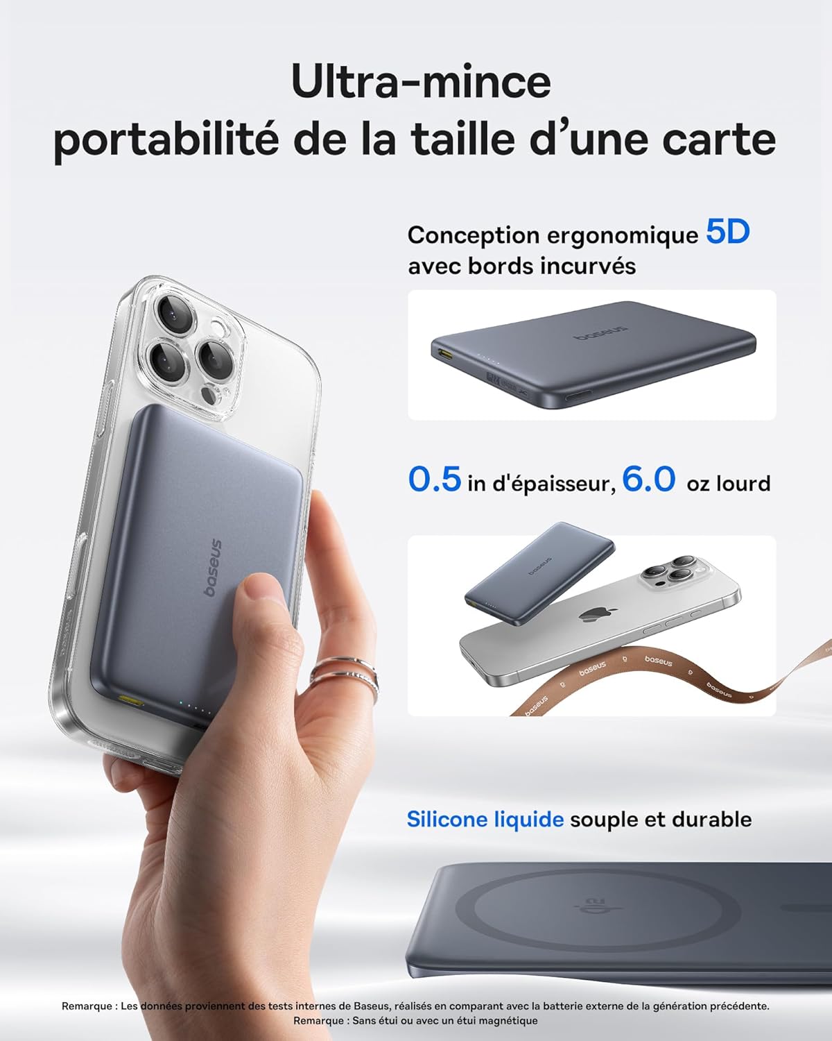 Thumbnail 1 de Baseus Picogo Powerbank 10000 mAh Qi2 MagSafe ultra-fin magnétique 15 W (gris)