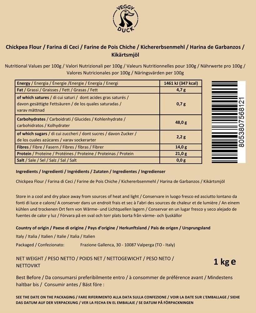 Thumbnail 1 de Veggy Duck Kichererbsenmehl (1 kg) – Glutenfrei, GVO-frei, vegan – Made in Italy