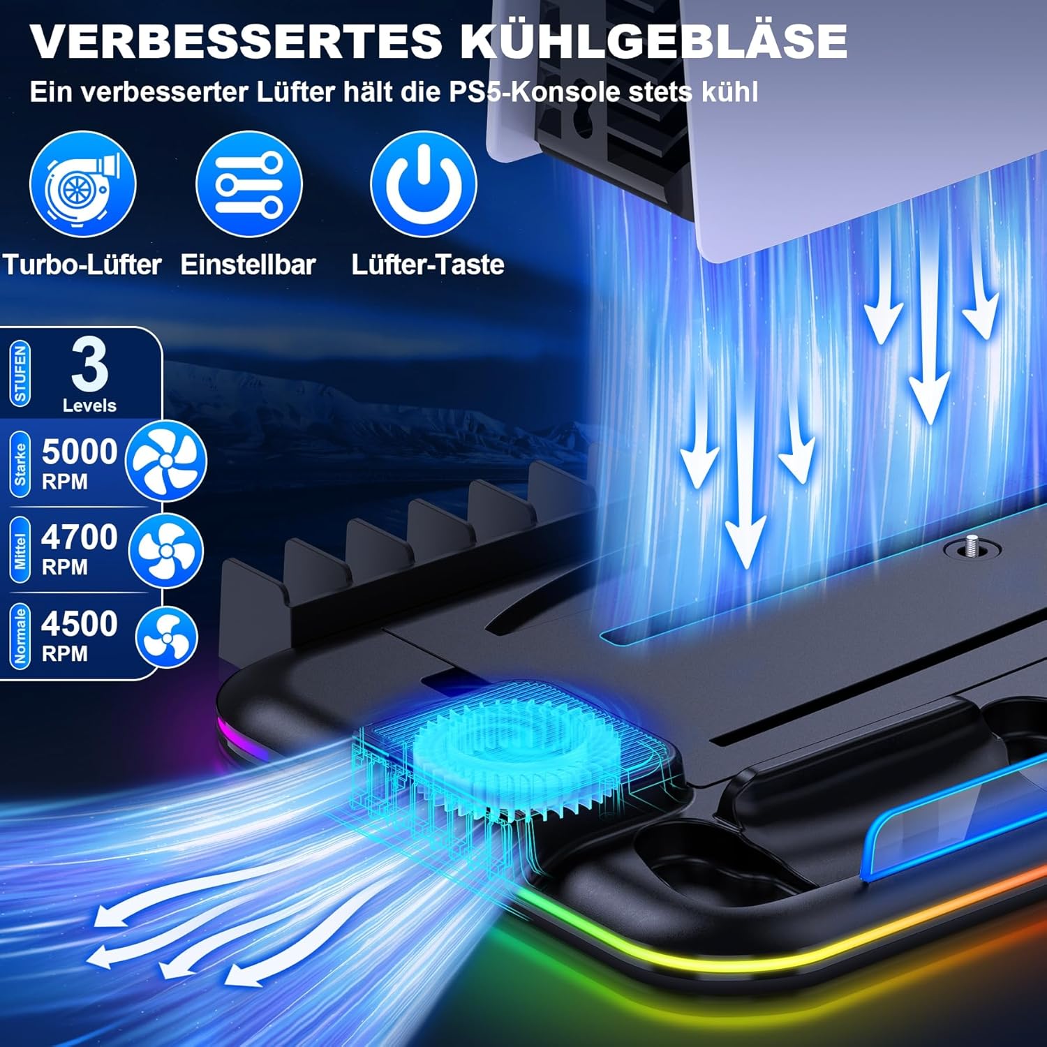 Thumbnail 1 de HELLCOOL PS5 Slim Ständer mit Lüfter