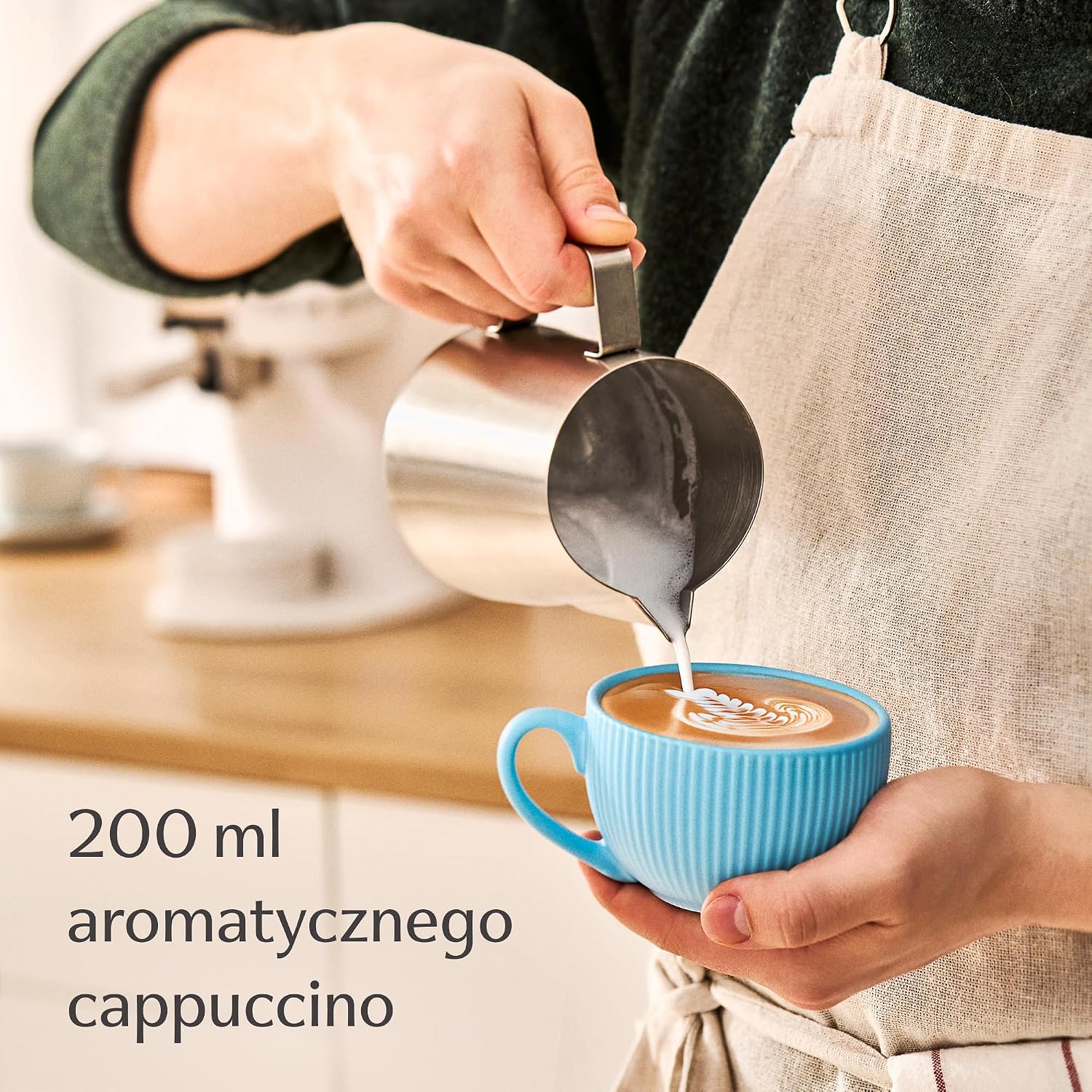 Detalle de Cosumy 7770578 filiżanki do cappuccino 200 ml, ceramiczne, matowe, w paski, ze spodkami