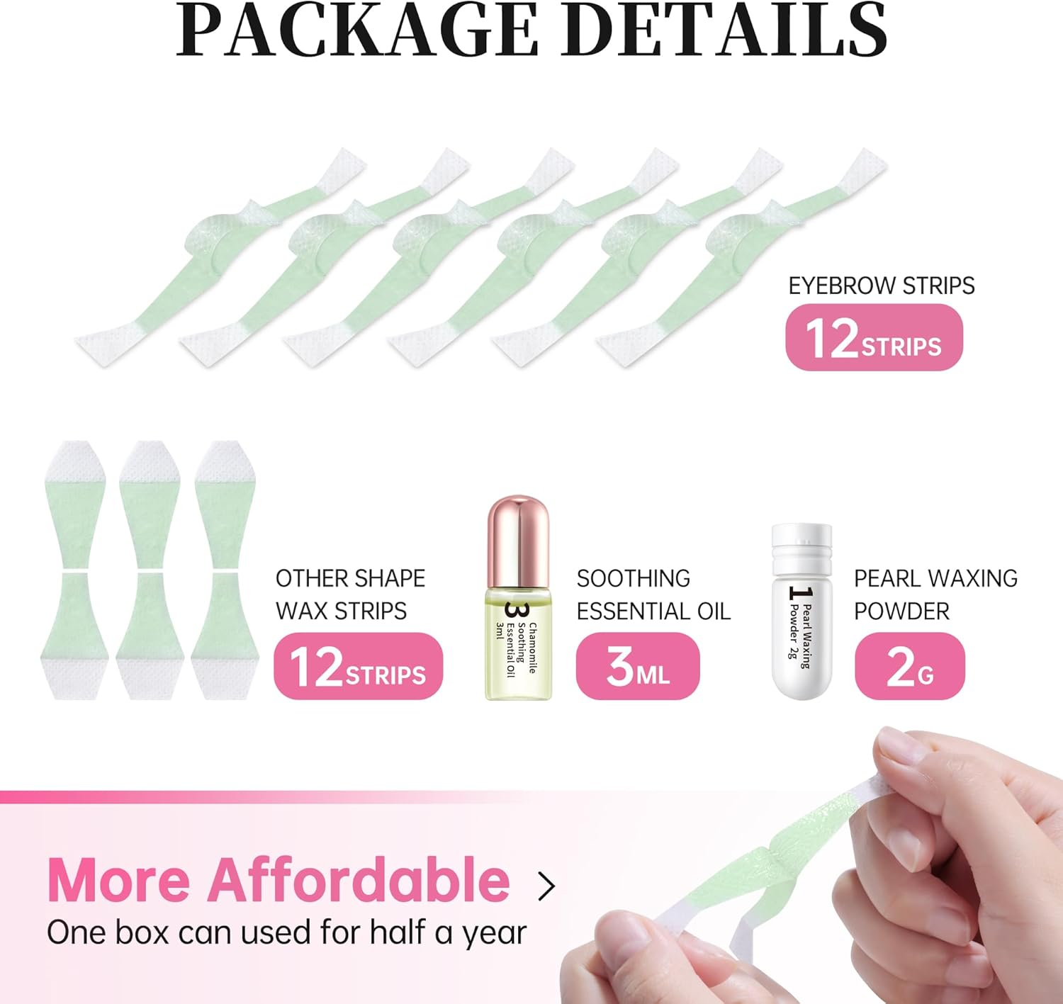 Detalle de Strisce di Cera Depilatorie per Sopracciglio Beauty7 – confezione da 24 strisce con polvere di perle e olio di camomilla