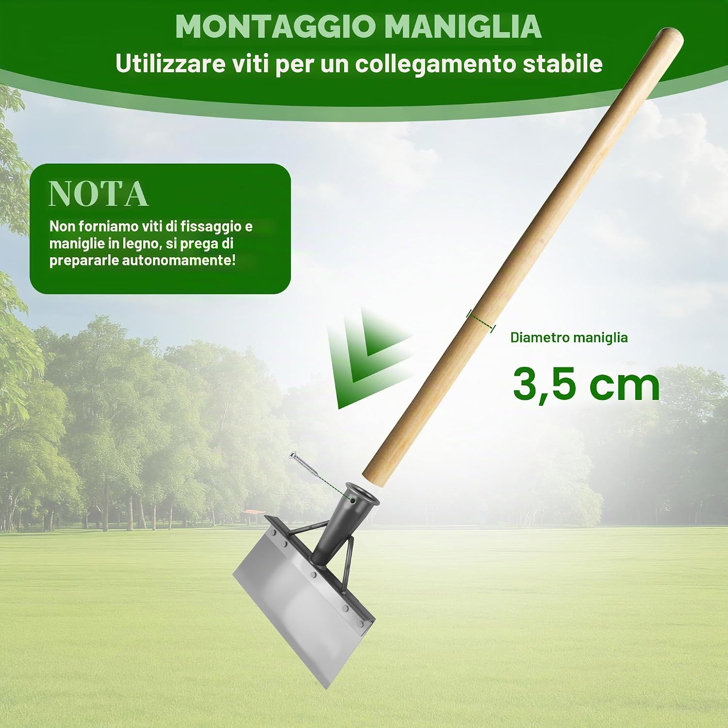 Detalle de Pala Multifunzionale per la Pulizia da 20 cm: strumento versatile per giardino, diserbo e rimozione neve