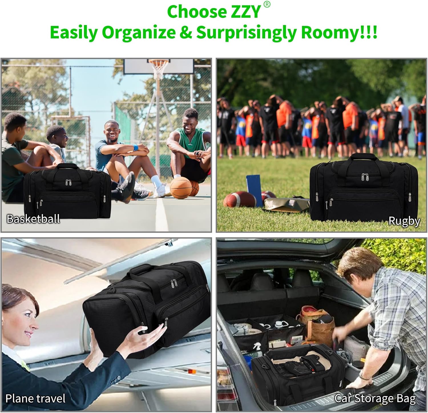 Thumbnail 6 de ZZY Gym Duffle Bag 40L: Versatile, Water-Resistant Weekender for All