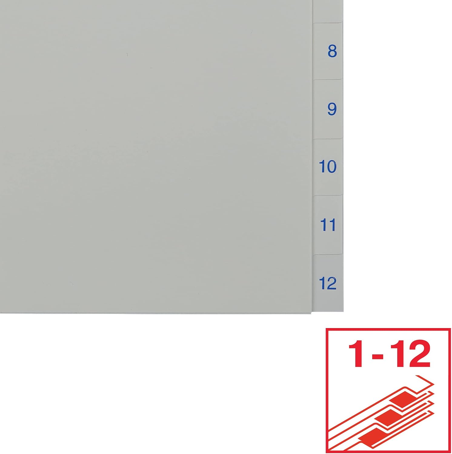 Detalle de Esselte 100153 – Divisori per Formato A4, 12 divisori numerati 1-12 in plastica PP, blu/bianco