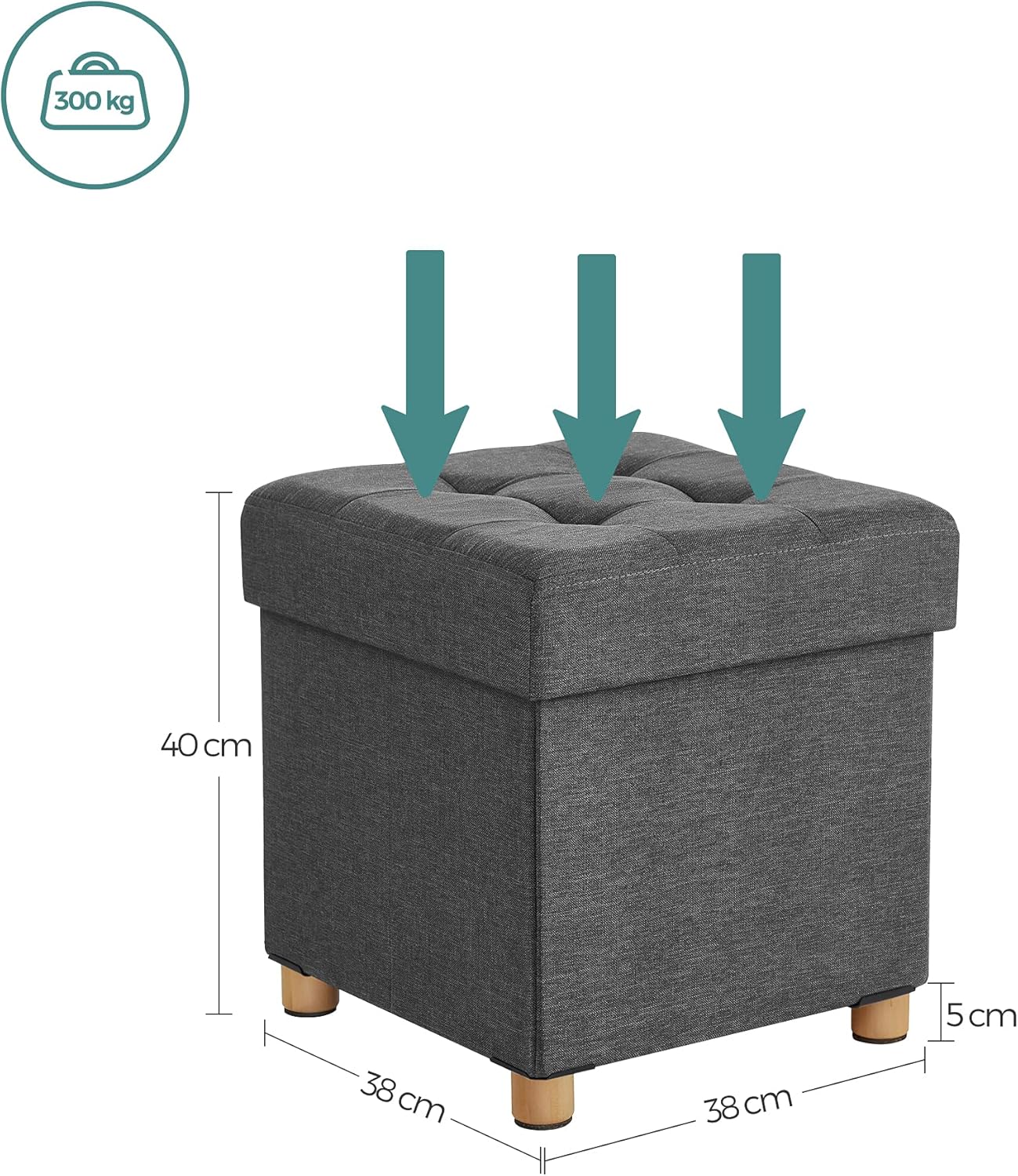 Detalle de SONGMICS Cassapanca Pouf Contenitore 37 L