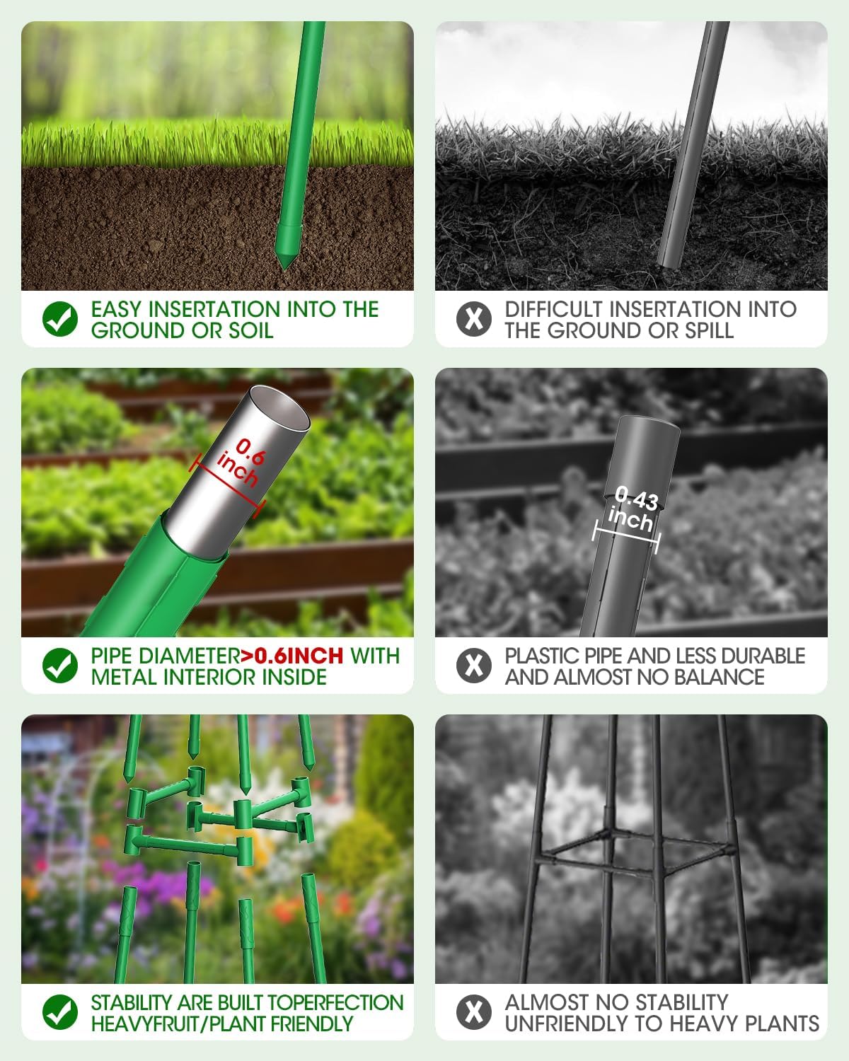 Thumbnail 4 de MYMULIKE 165cm Garden Trellis Obelisk for Climbing Plants (Plastic-Coated Metal Support Tower)