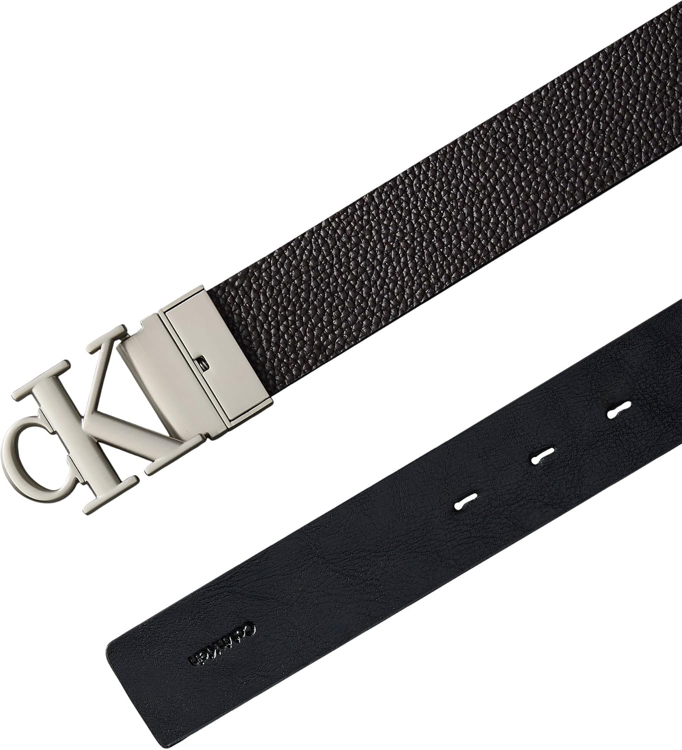 Detalle de Calvin Klein Men's Ck Buckle Tumbled 35mm Adj/Rev Belt – Pack of 1