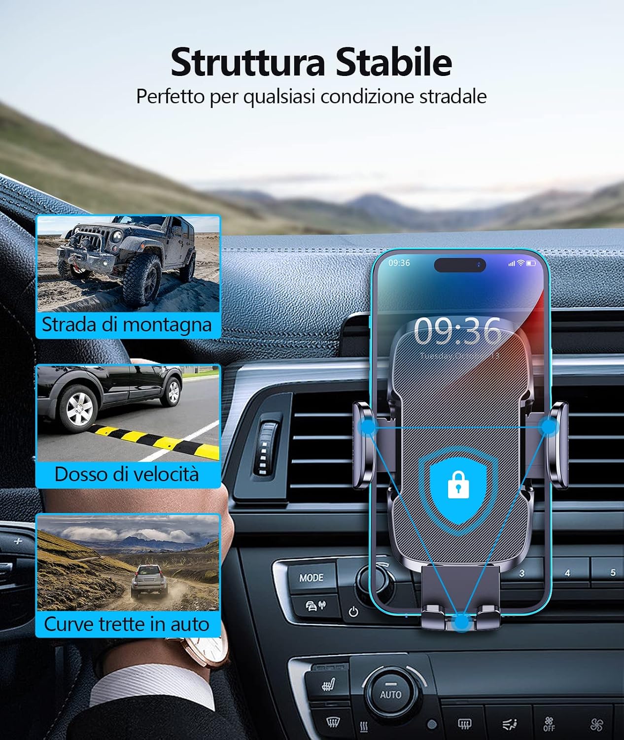Thumbnail 5 de Glangeh Porta cellulare auto 360° per prese d'aria