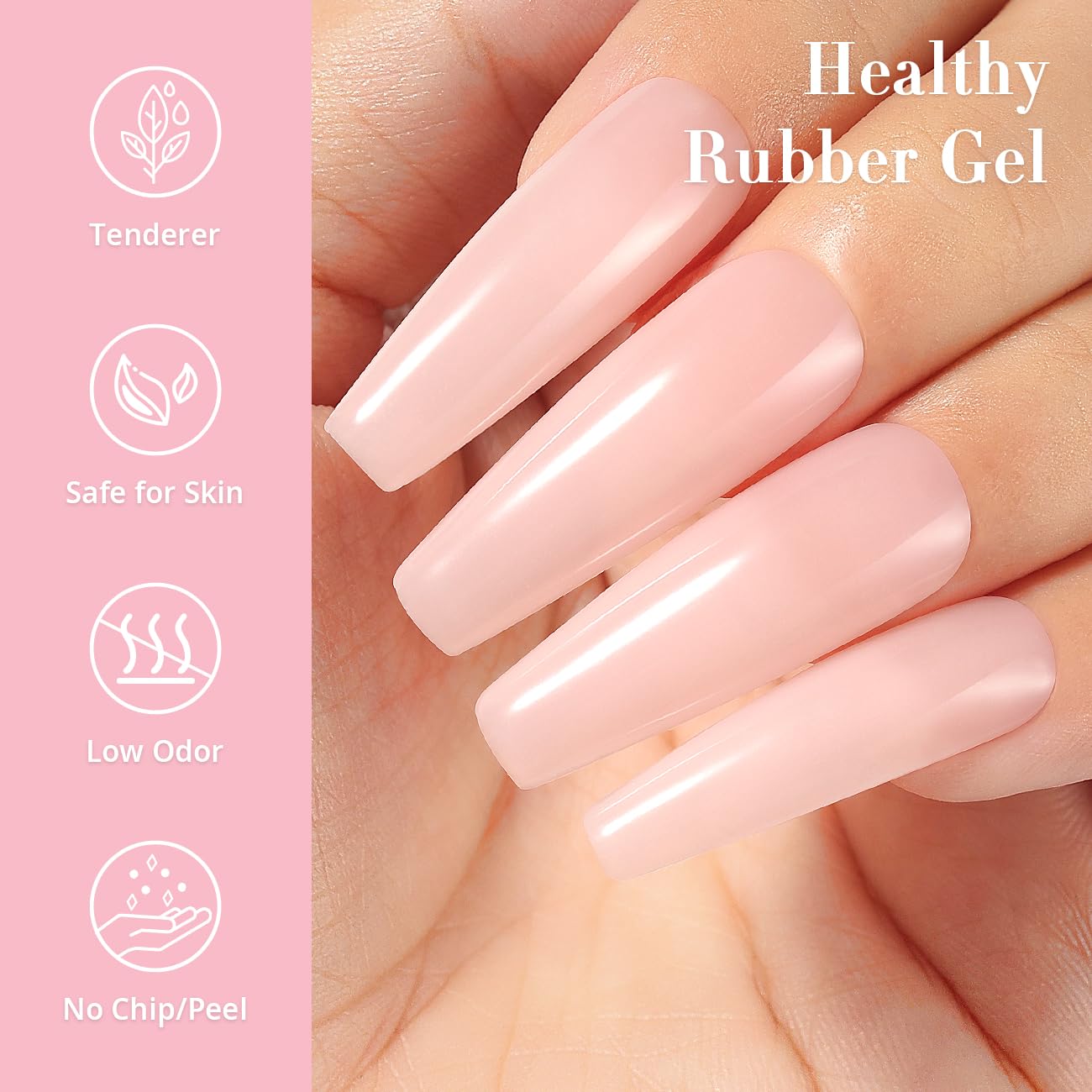 Detalle de Nicedeco Rubber Base Gel Rosa (15 ml) – LED/UV Rubber Gel als Unterlack für Nagelaufbau